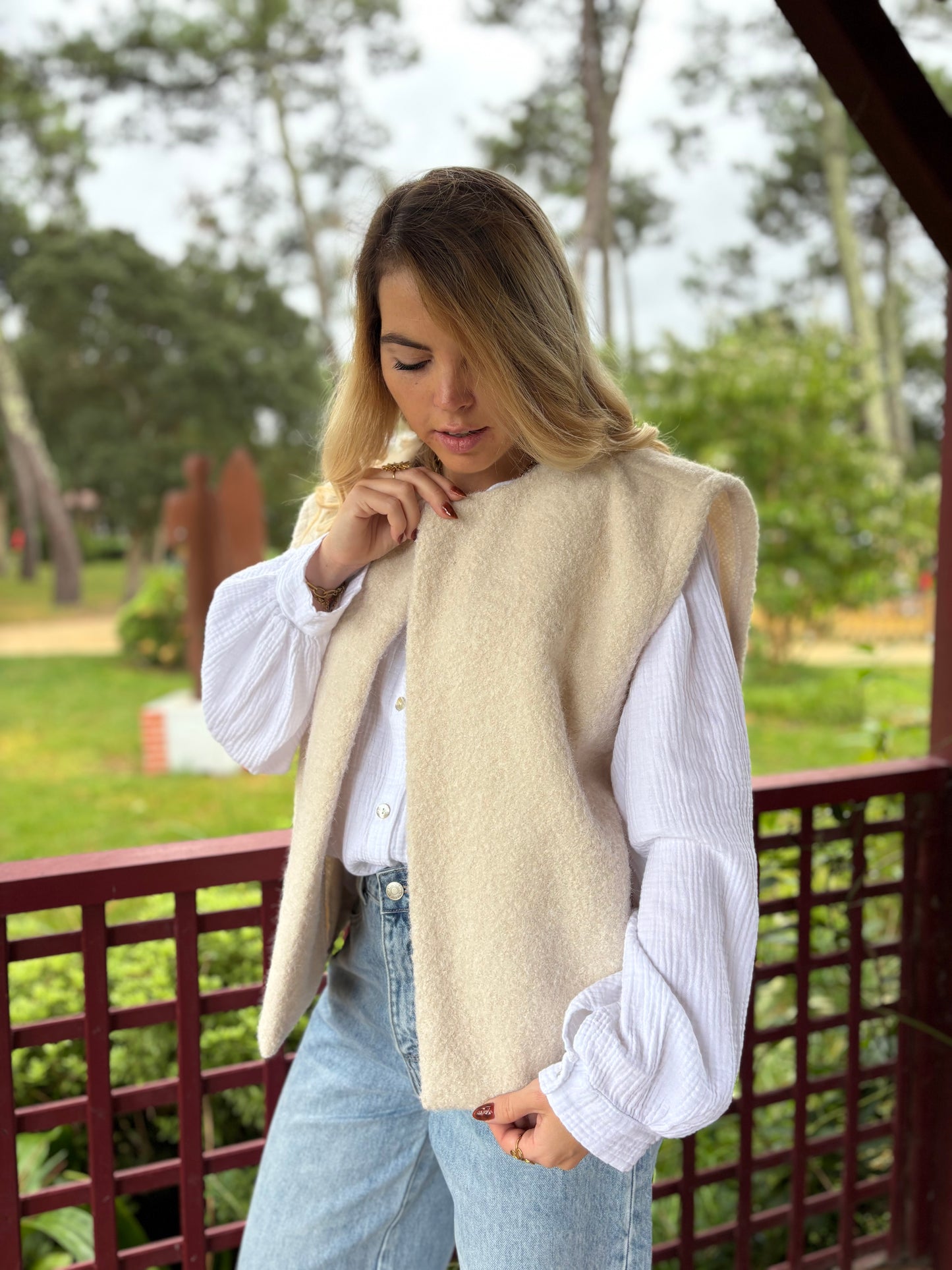 Veste sans manches LILI Écru