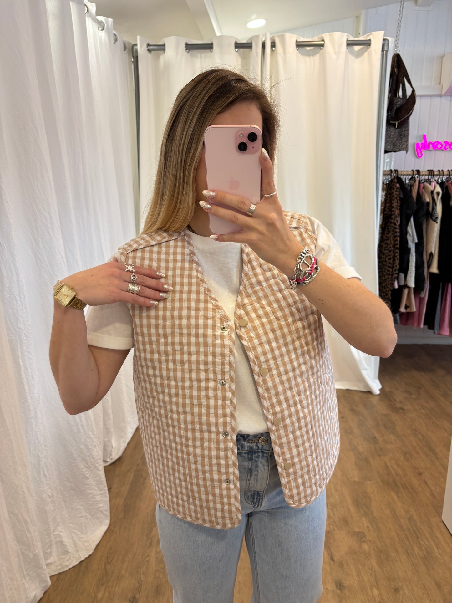 Veste sans manches LUCILE Beige réversible