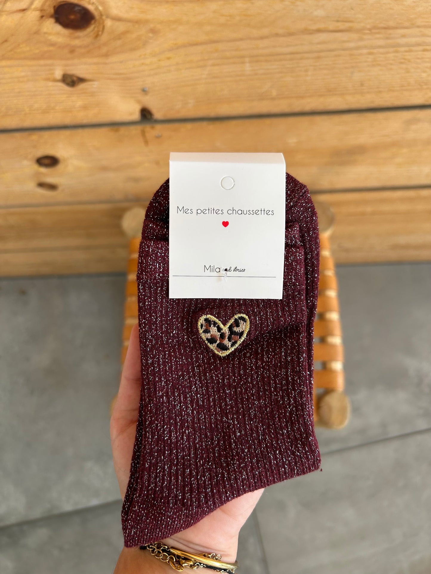 Chaussettes COEUR léopard