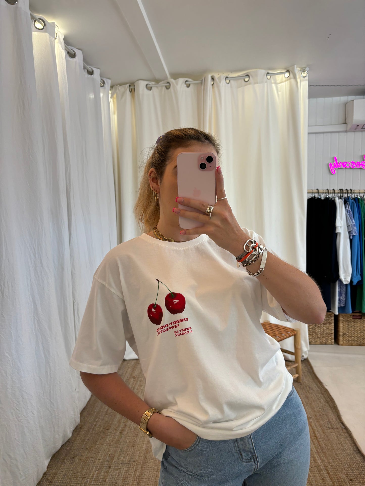 T-shirt CERISE Blanc