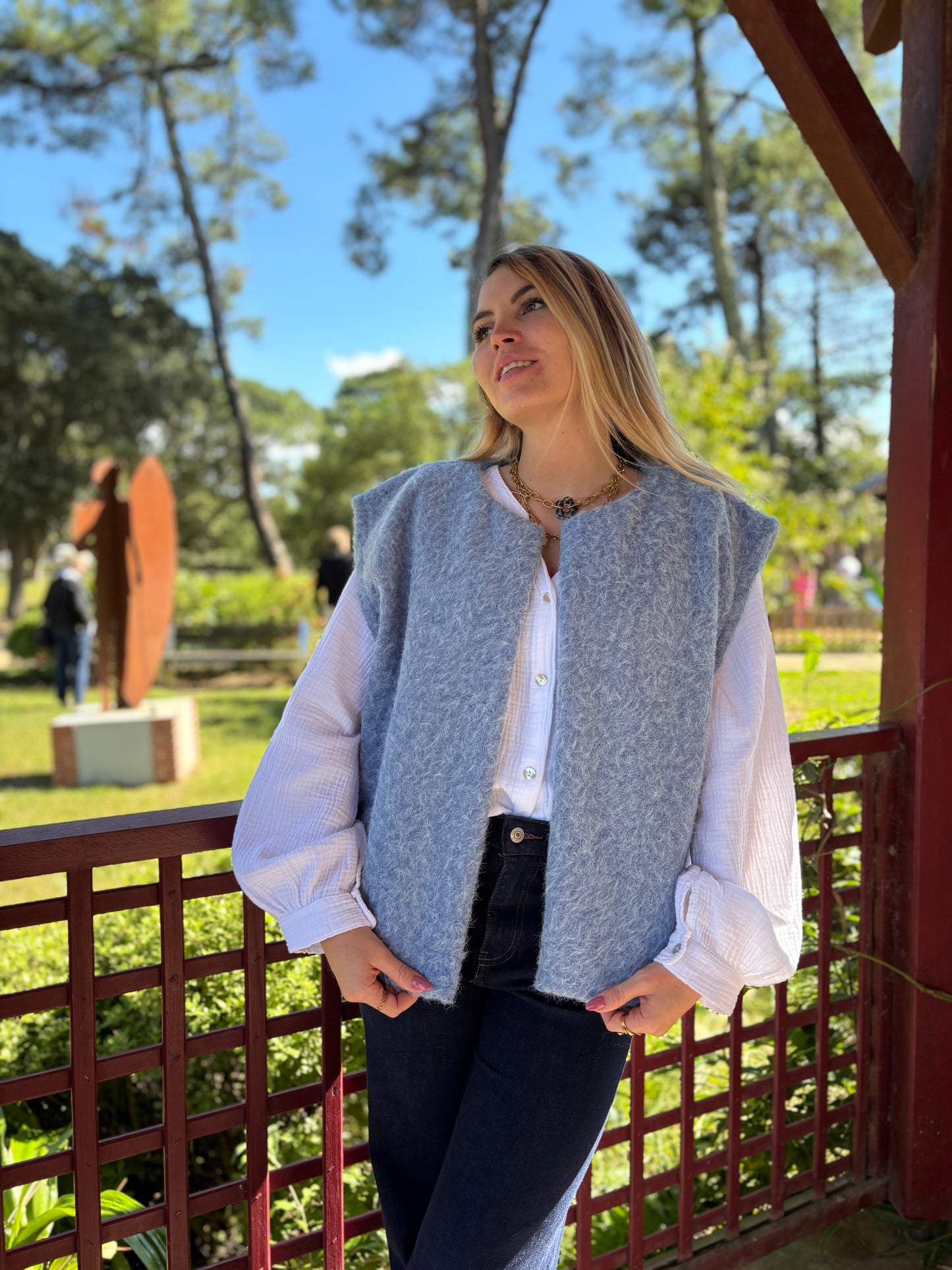 Veste sans manches LILI Bleu ciel