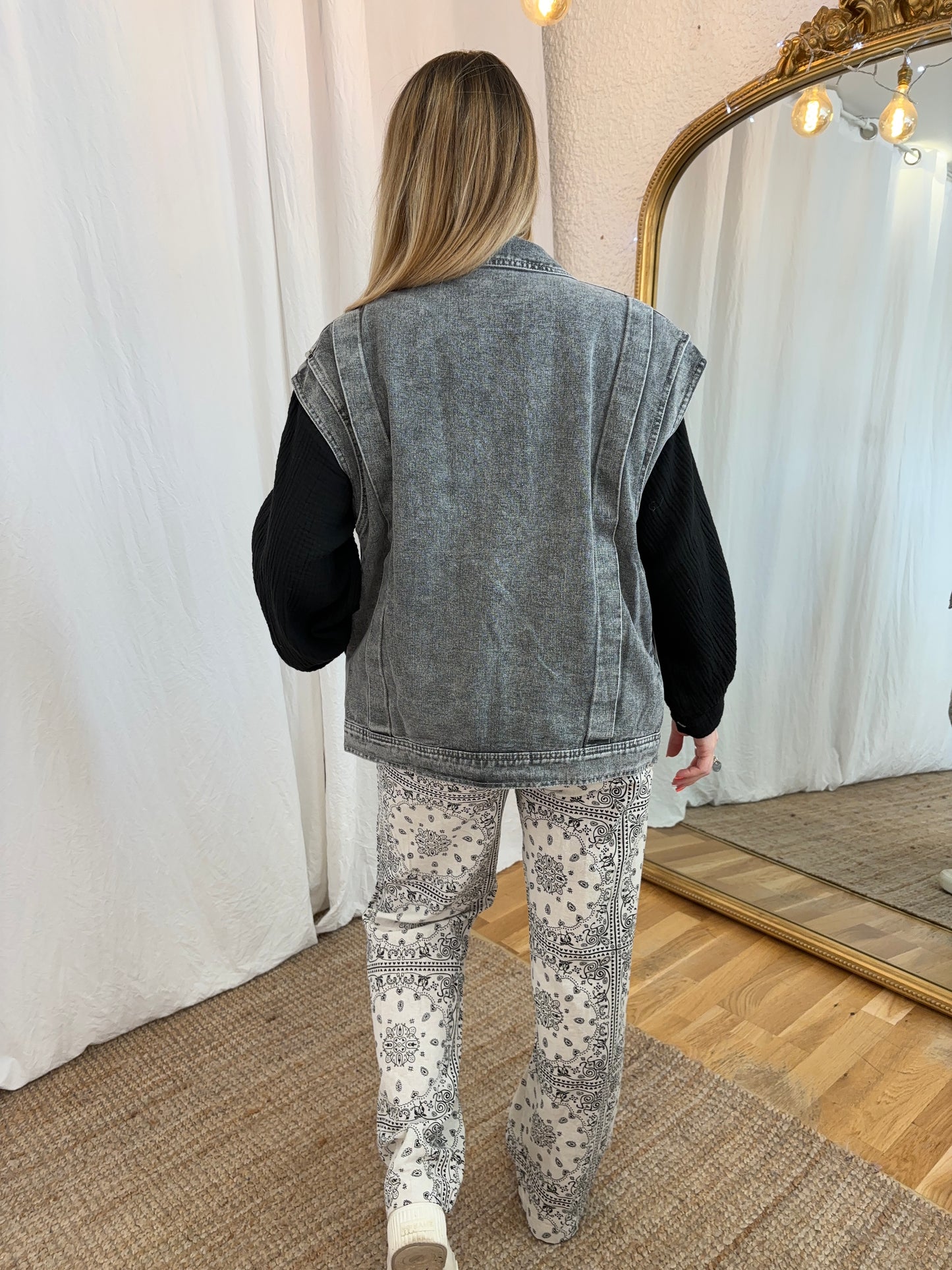 Veste oversize sans manches CAMILLE Gris