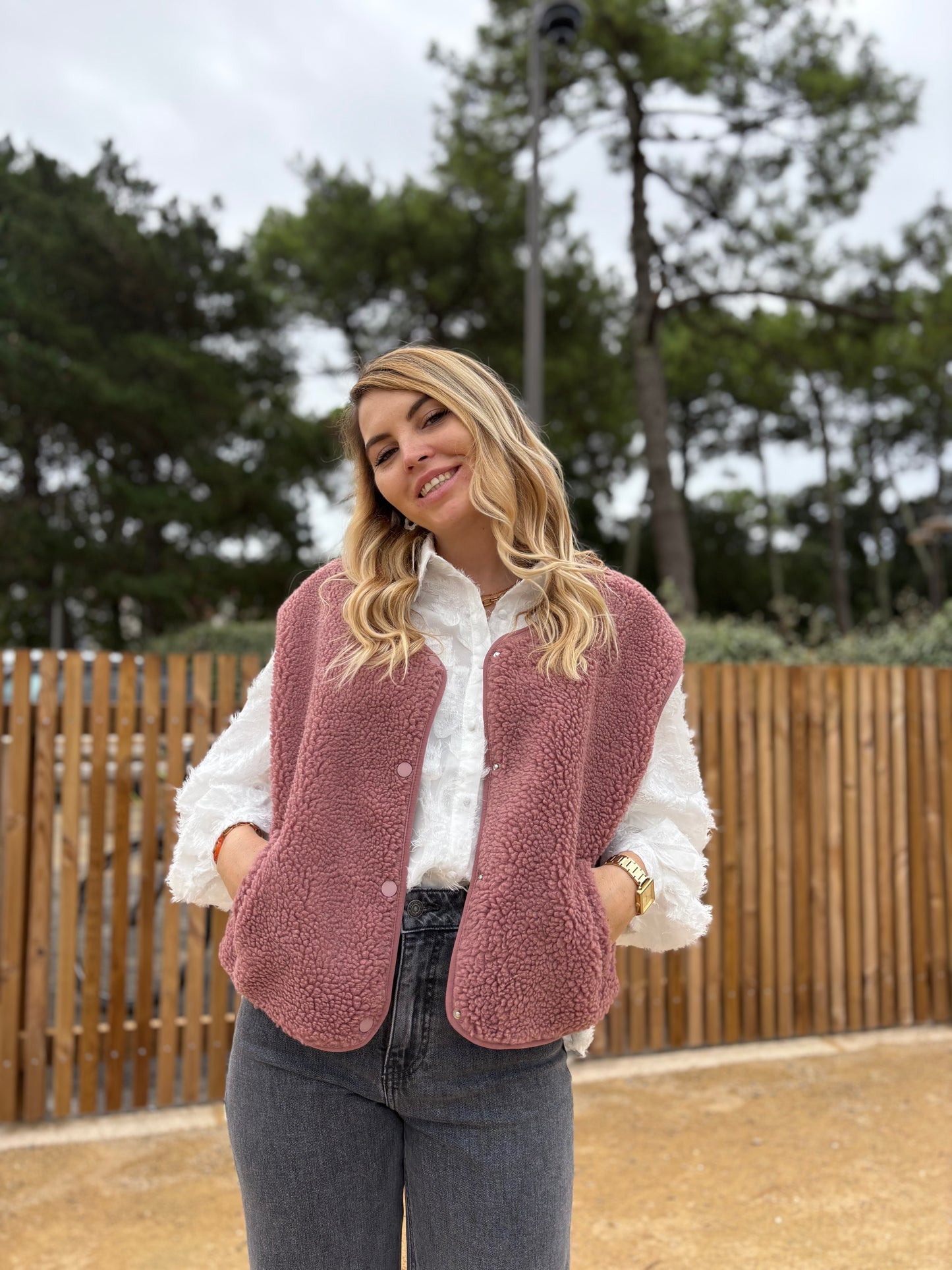 Veste sans manches ABY Rose foncé