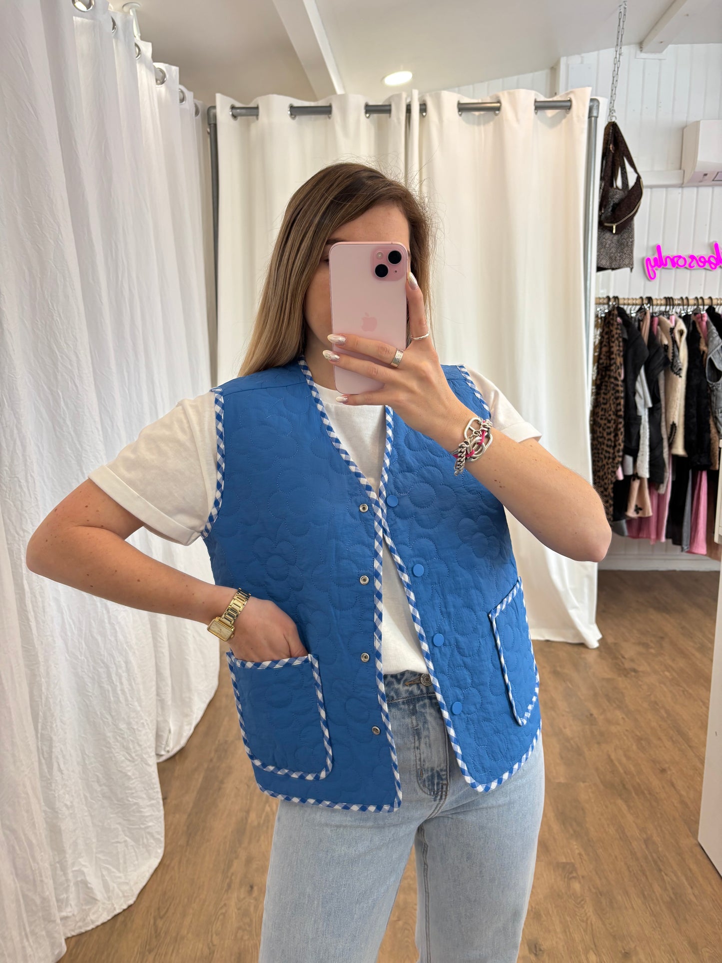 Veste sans manches LUCILE Bleu réversible