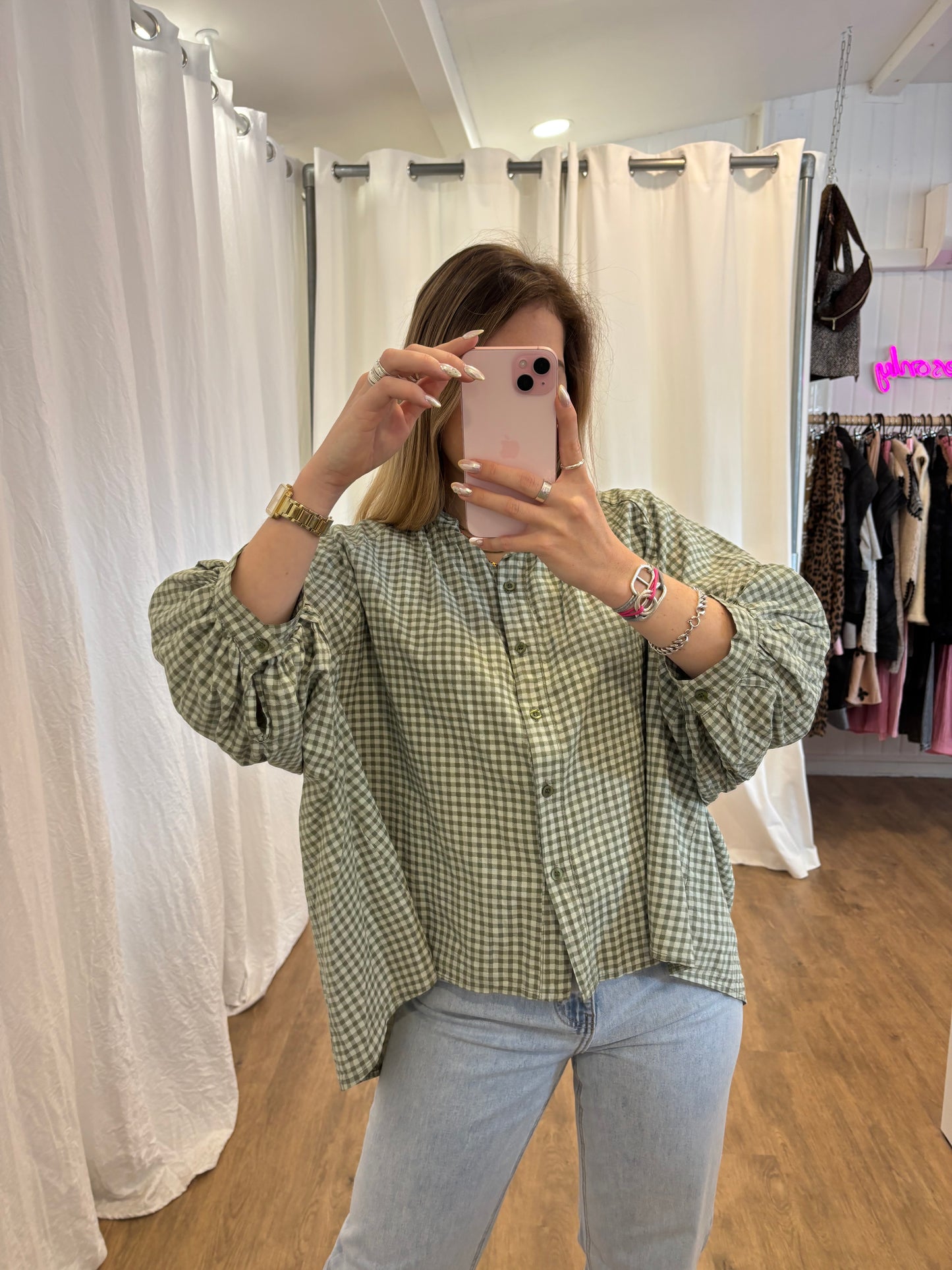 Chemise JOSEPHINE Vichy Kaki