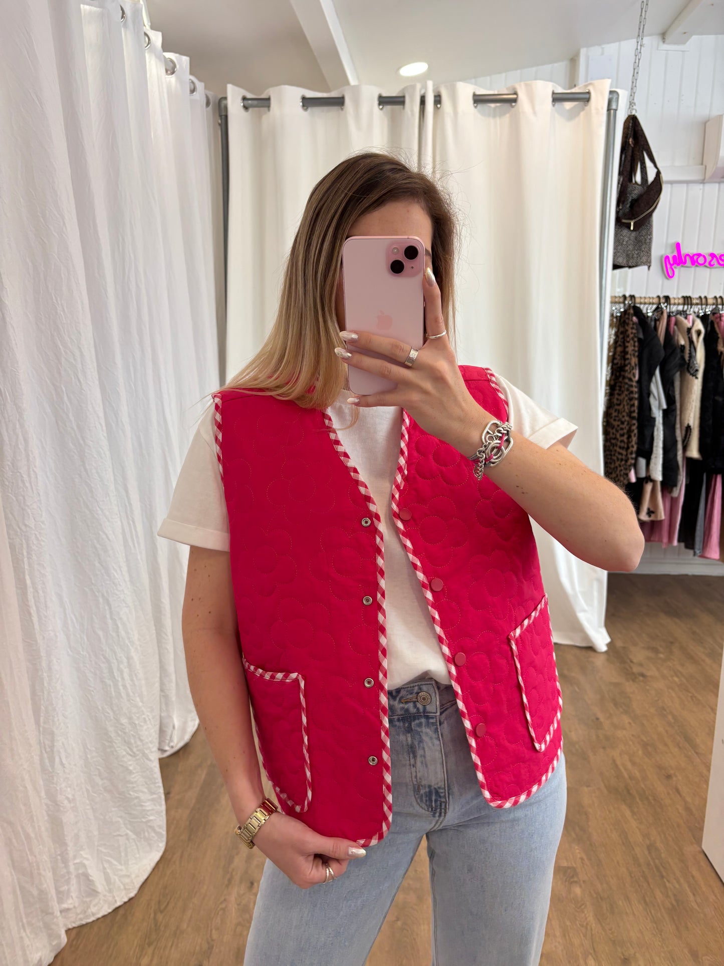 Veste sans manches LUCILE Framboise réversible