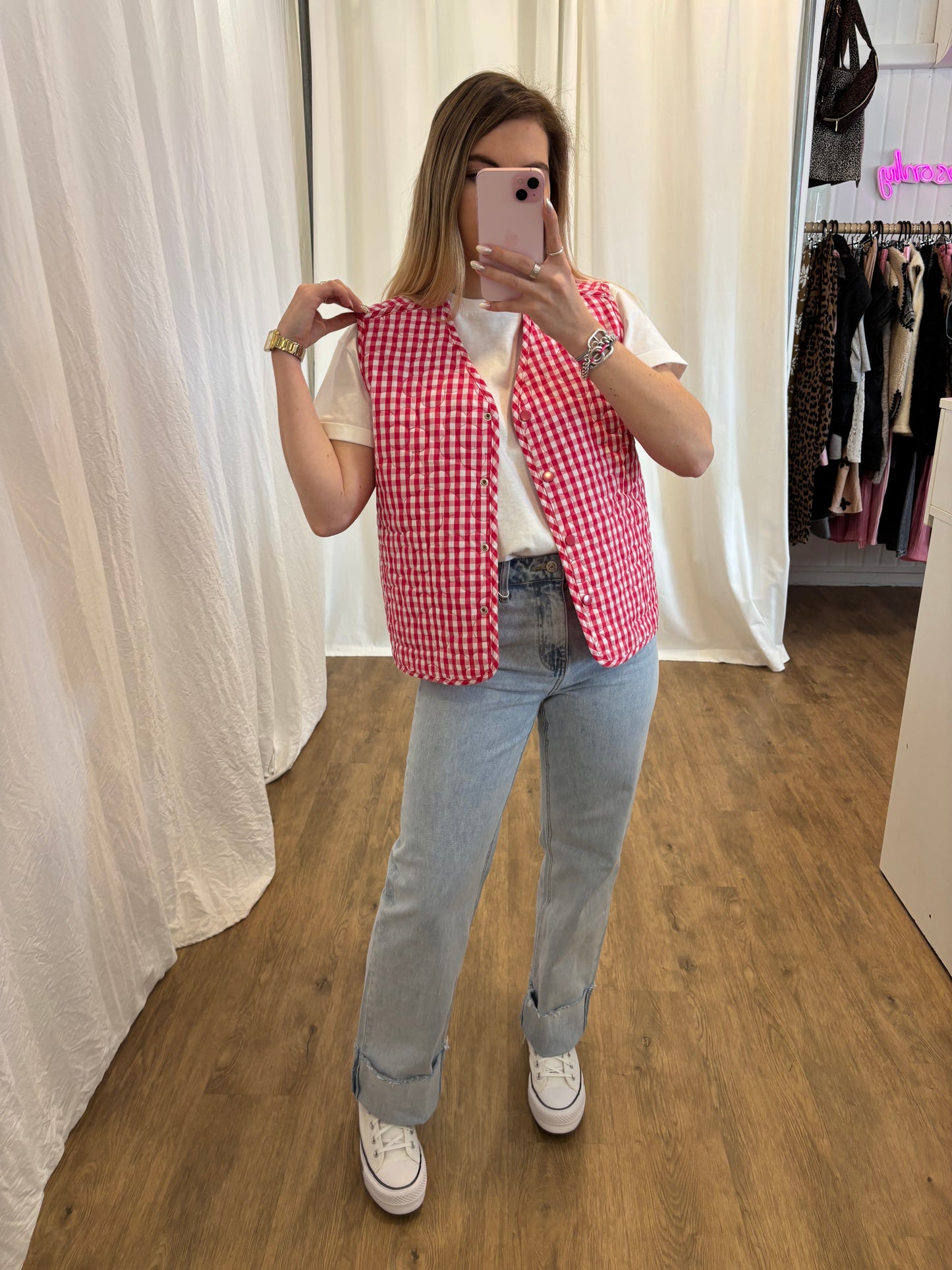 Veste sans manches LUCILE Framboise réversible