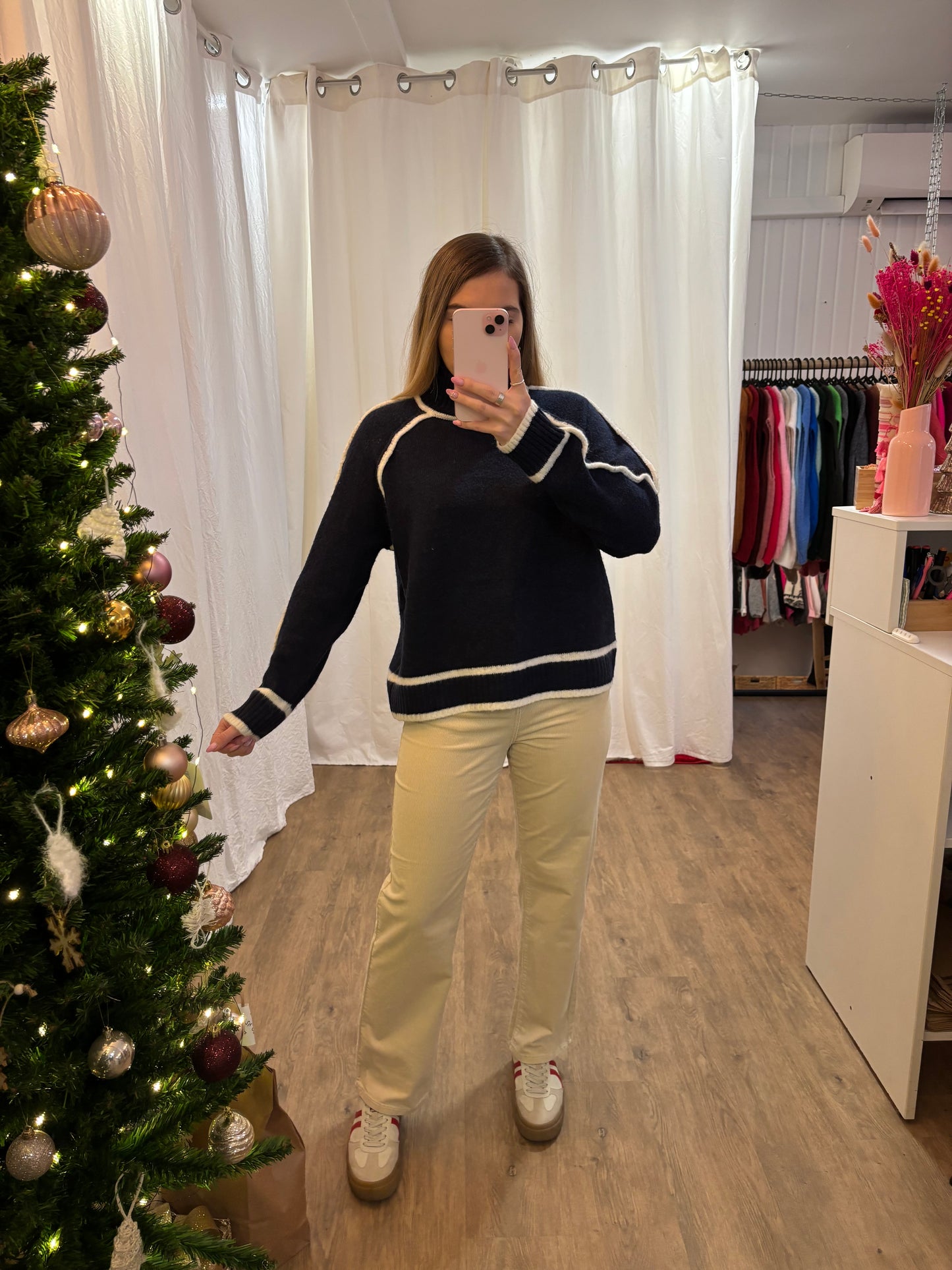 Pantalon SIMONE velours Écru