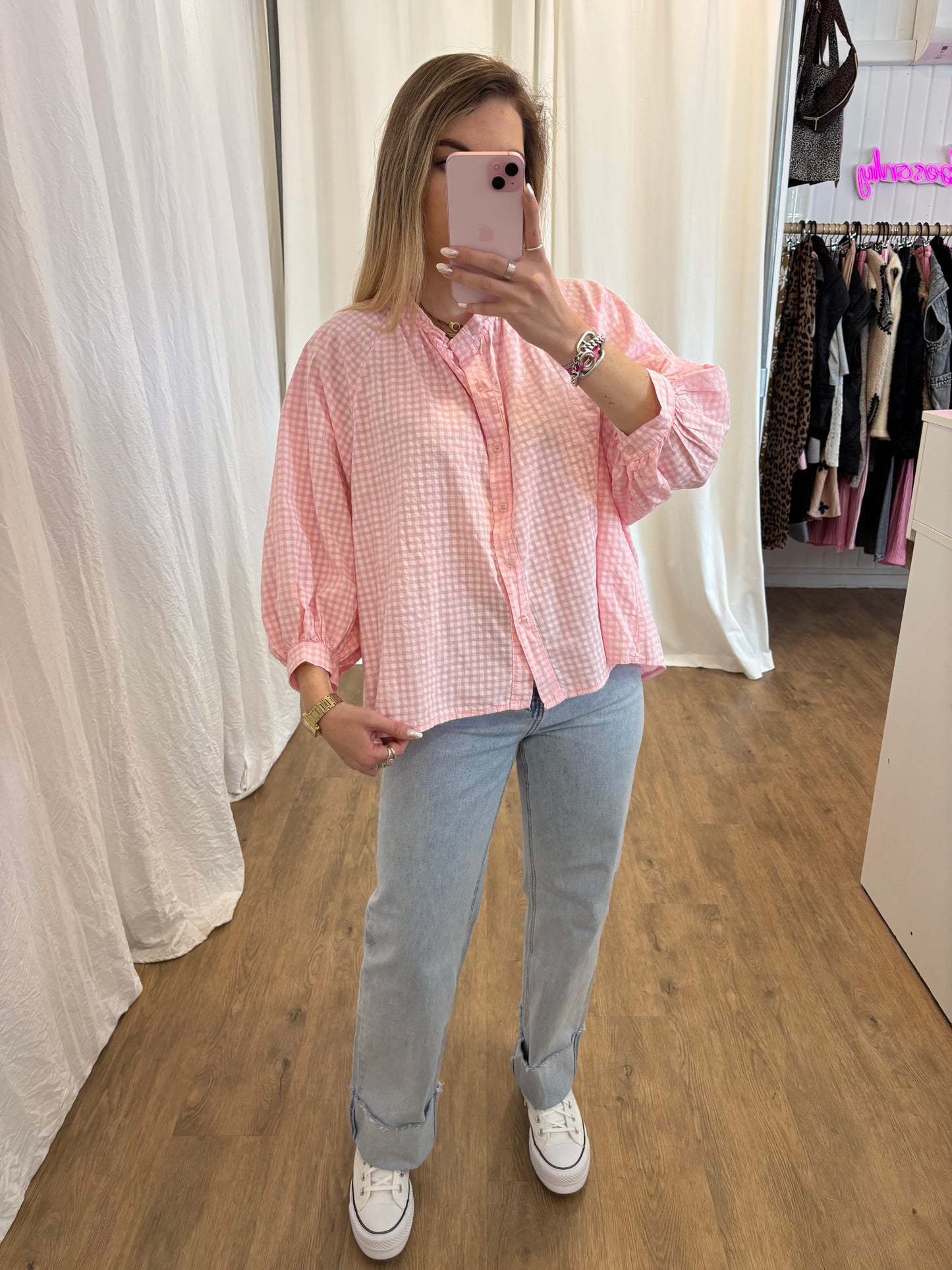 Chemise JOSEPHINE Vichy Rose clair