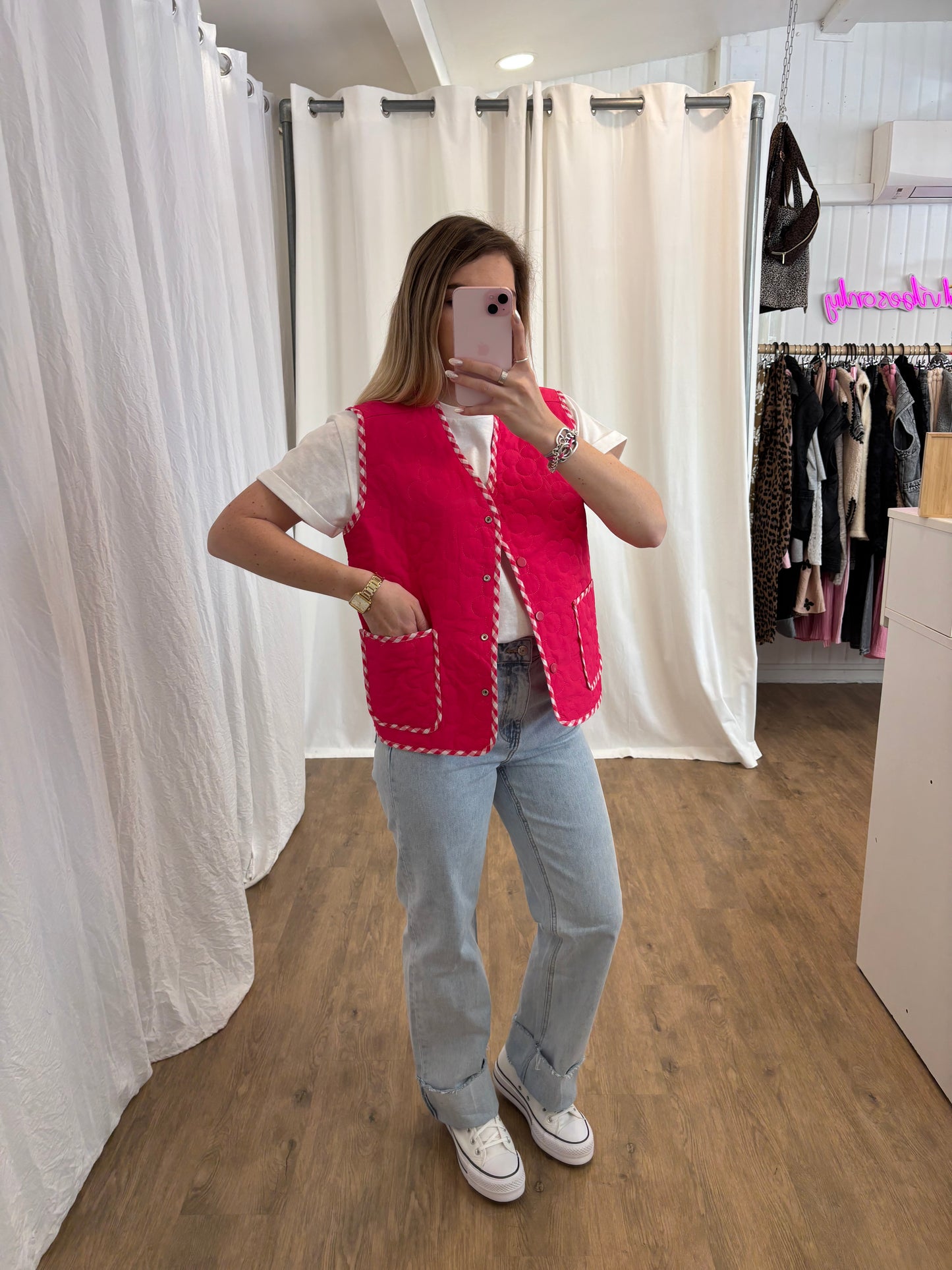 Veste sans manches LUCILE Framboise réversible