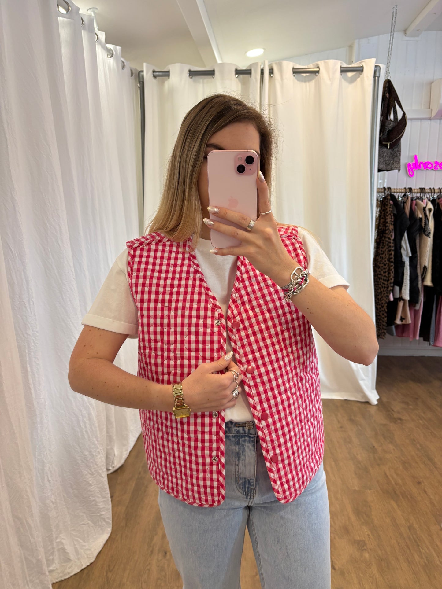 Veste sans manches LUCILE Framboise réversible