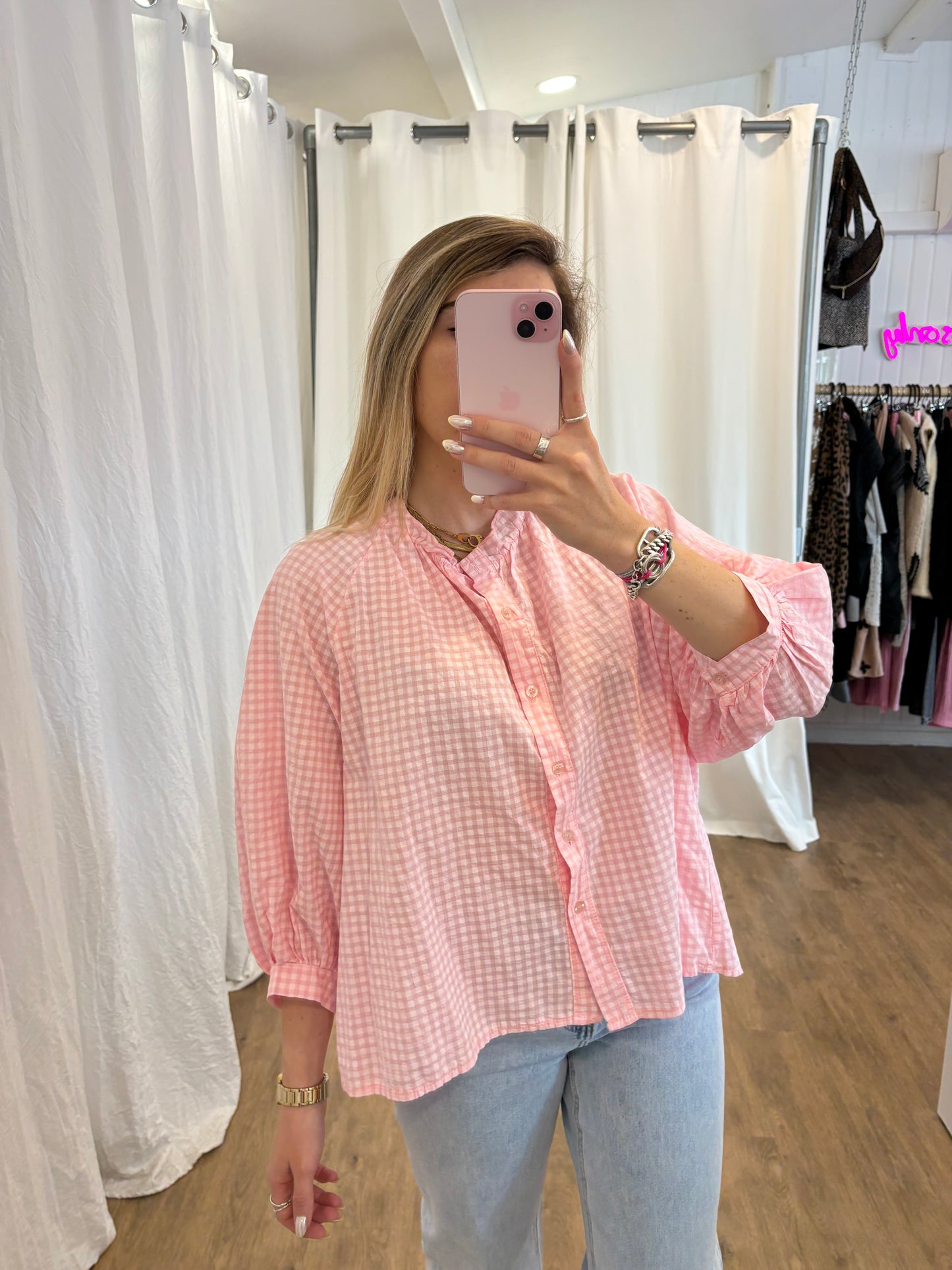 Chemise JOSEPHINE Vichy Rose clair