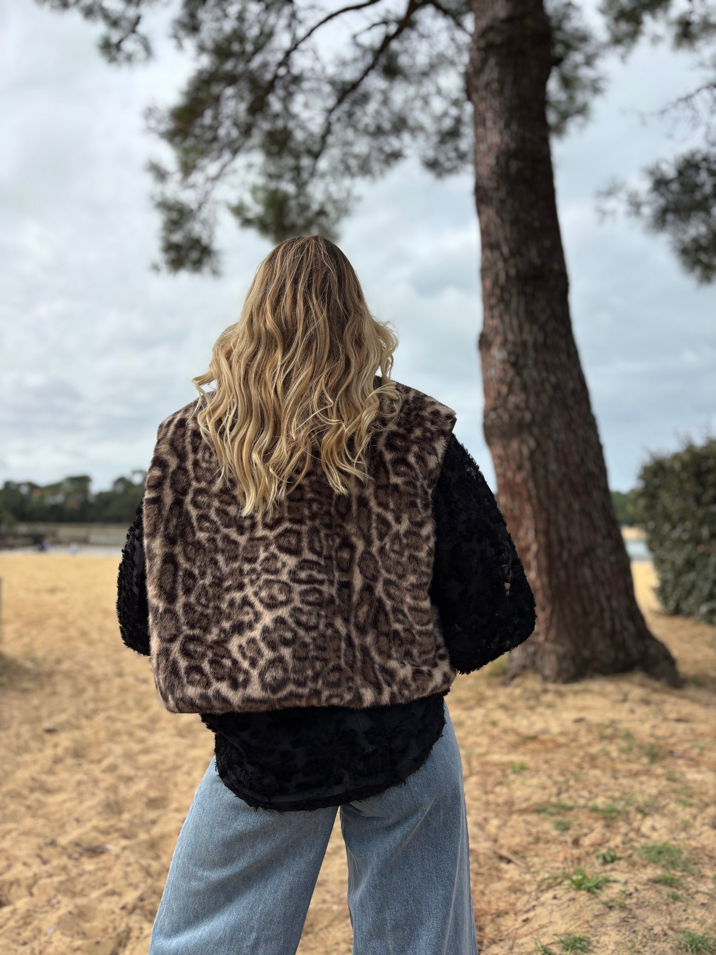 Veste sans manches MYO Léopard beige