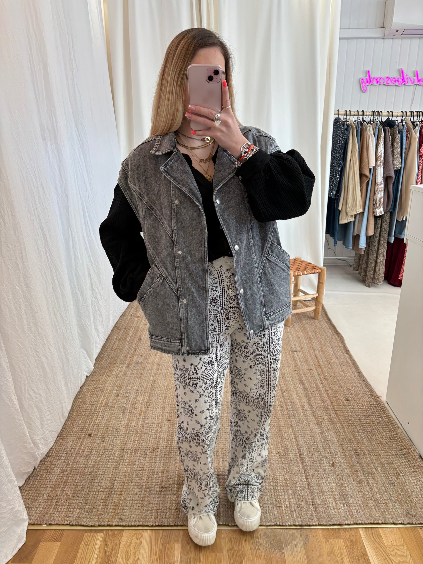 Veste oversize sans manches CAMILLE Gris