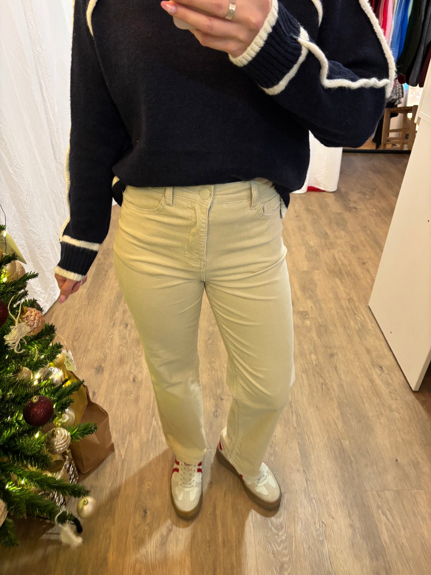 Pantalon SIMONE velours Écru