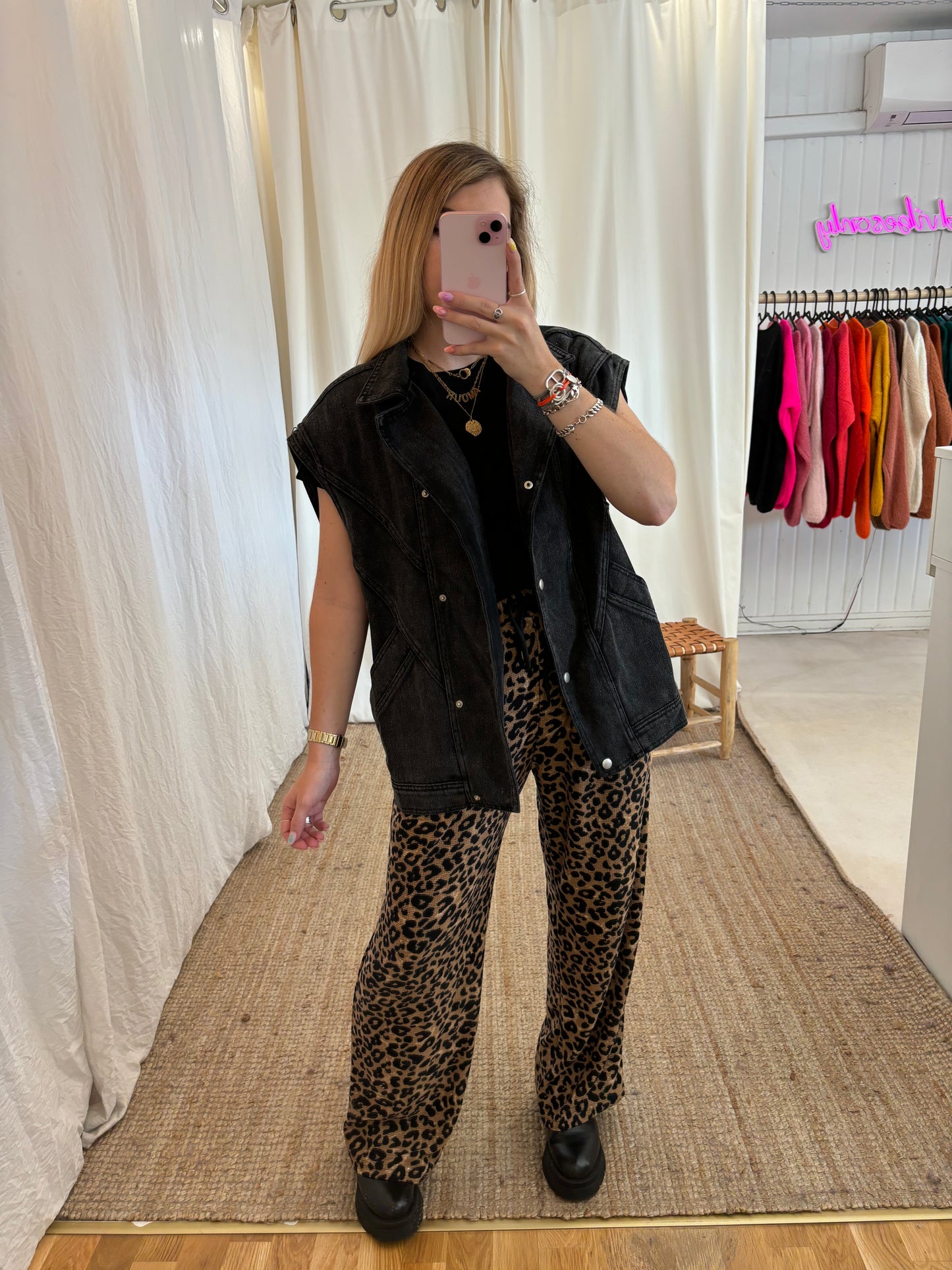Veste oversize sans manches CAMILLE Noir