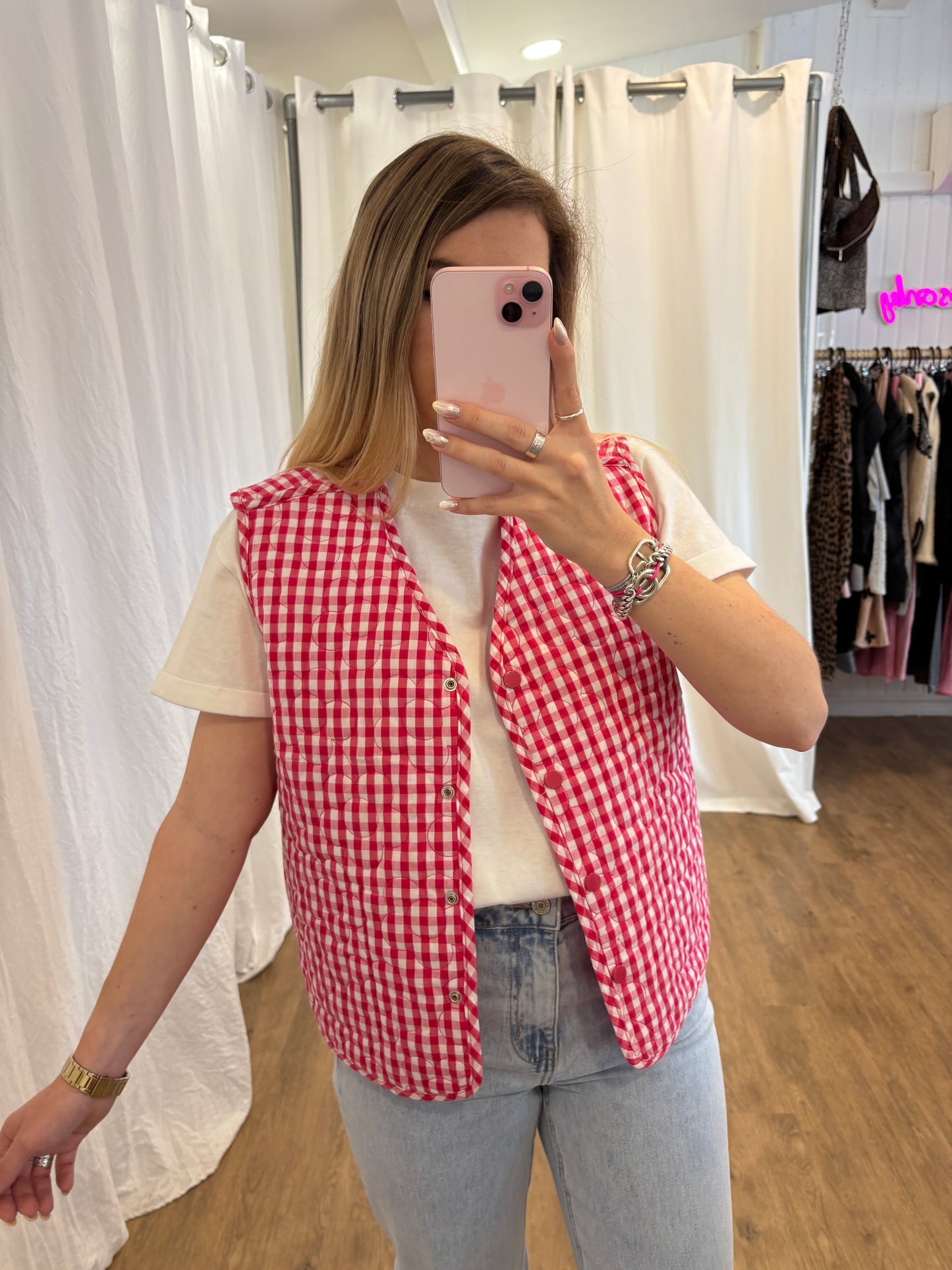Veste sans manches LUCILE Framboise réversible
