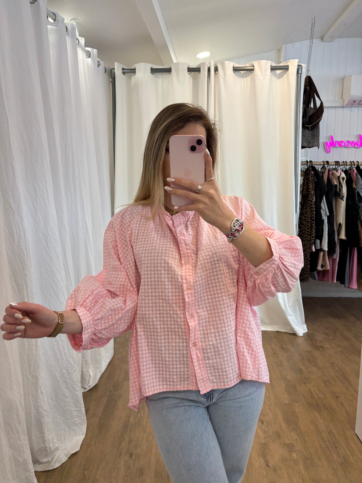 Chemise JOSEPHINE Vichy Rose clair