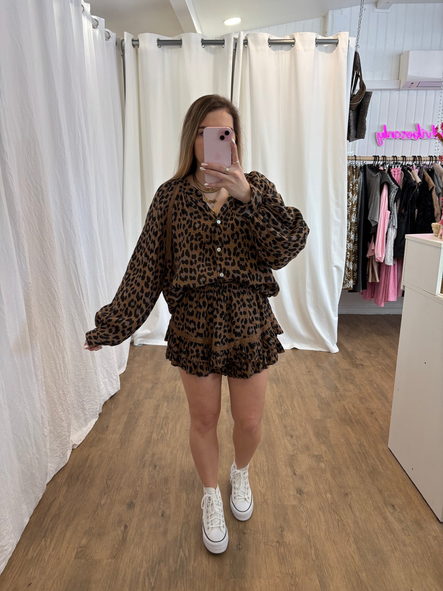 Short LYA Léopard Camel