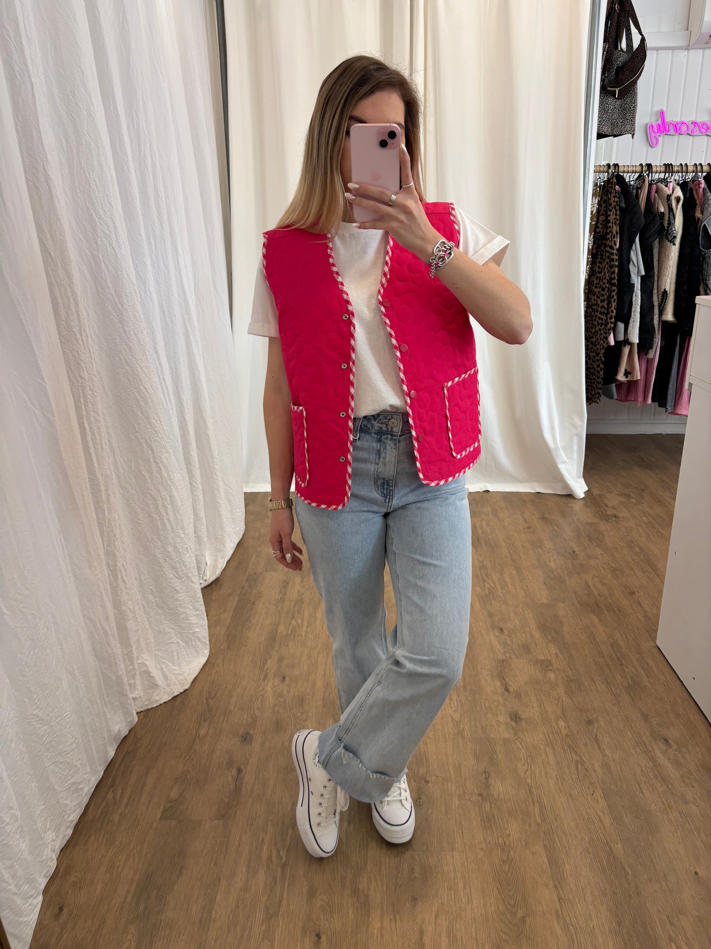 Veste sans manches LUCILE Framboise réversible