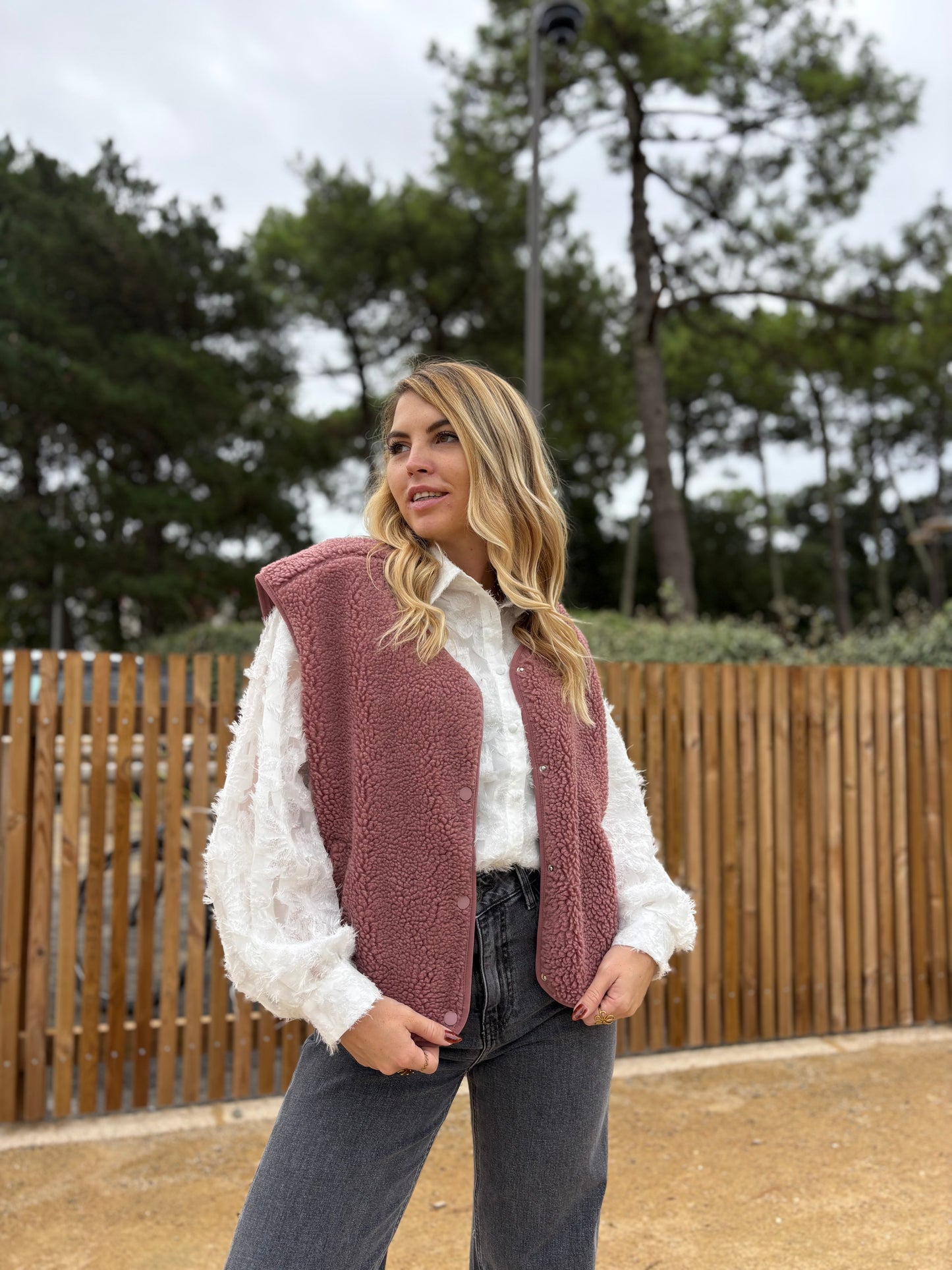 Veste sans manches ABY Rose foncé