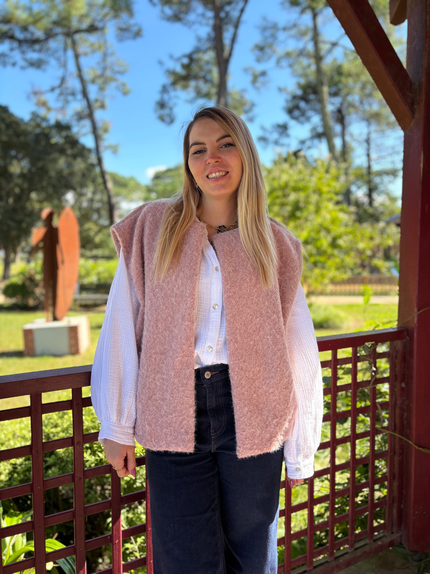 Veste sans manches LILI Vieux Rose