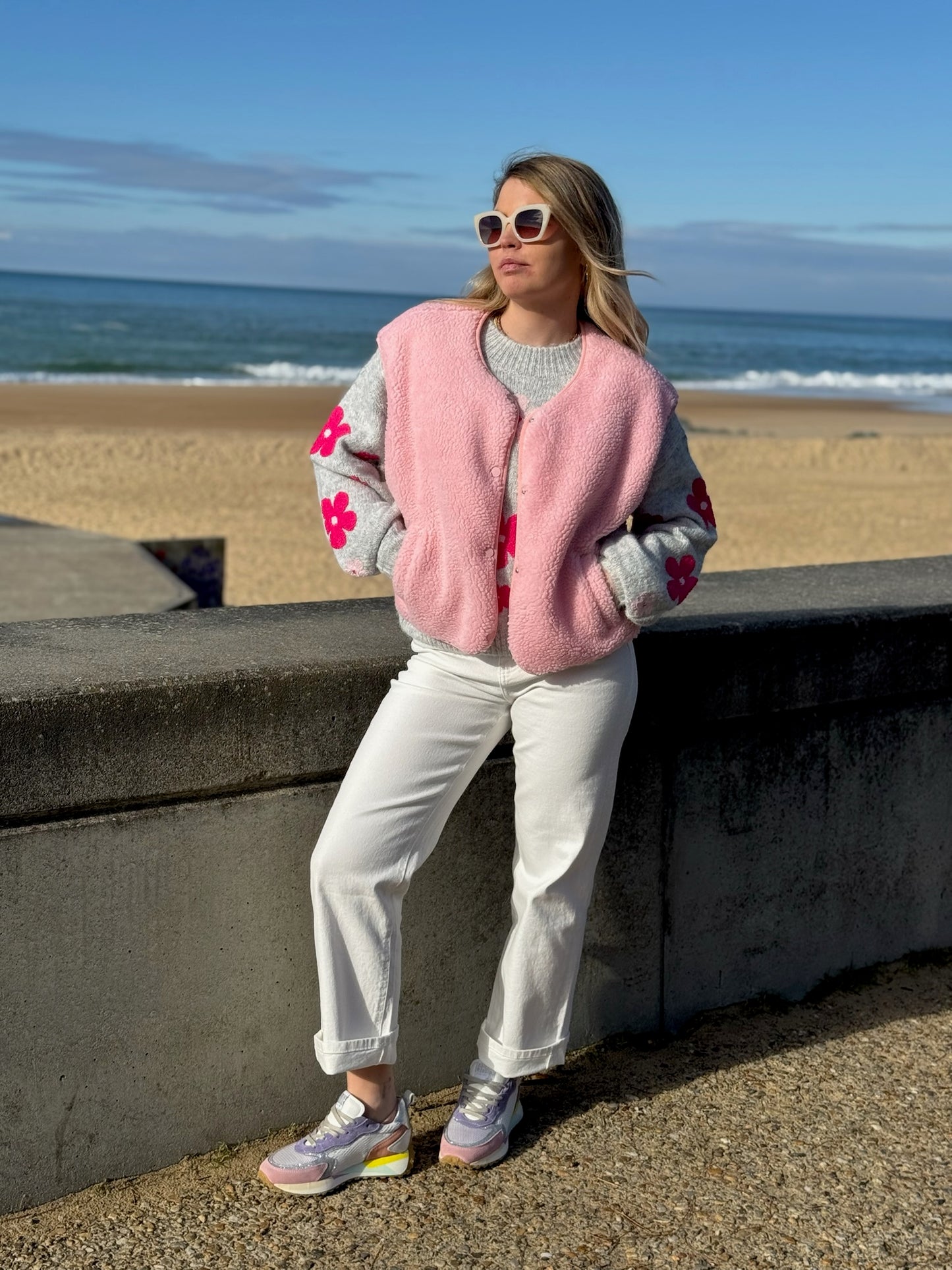 Veste sans manches ABY Rose clair