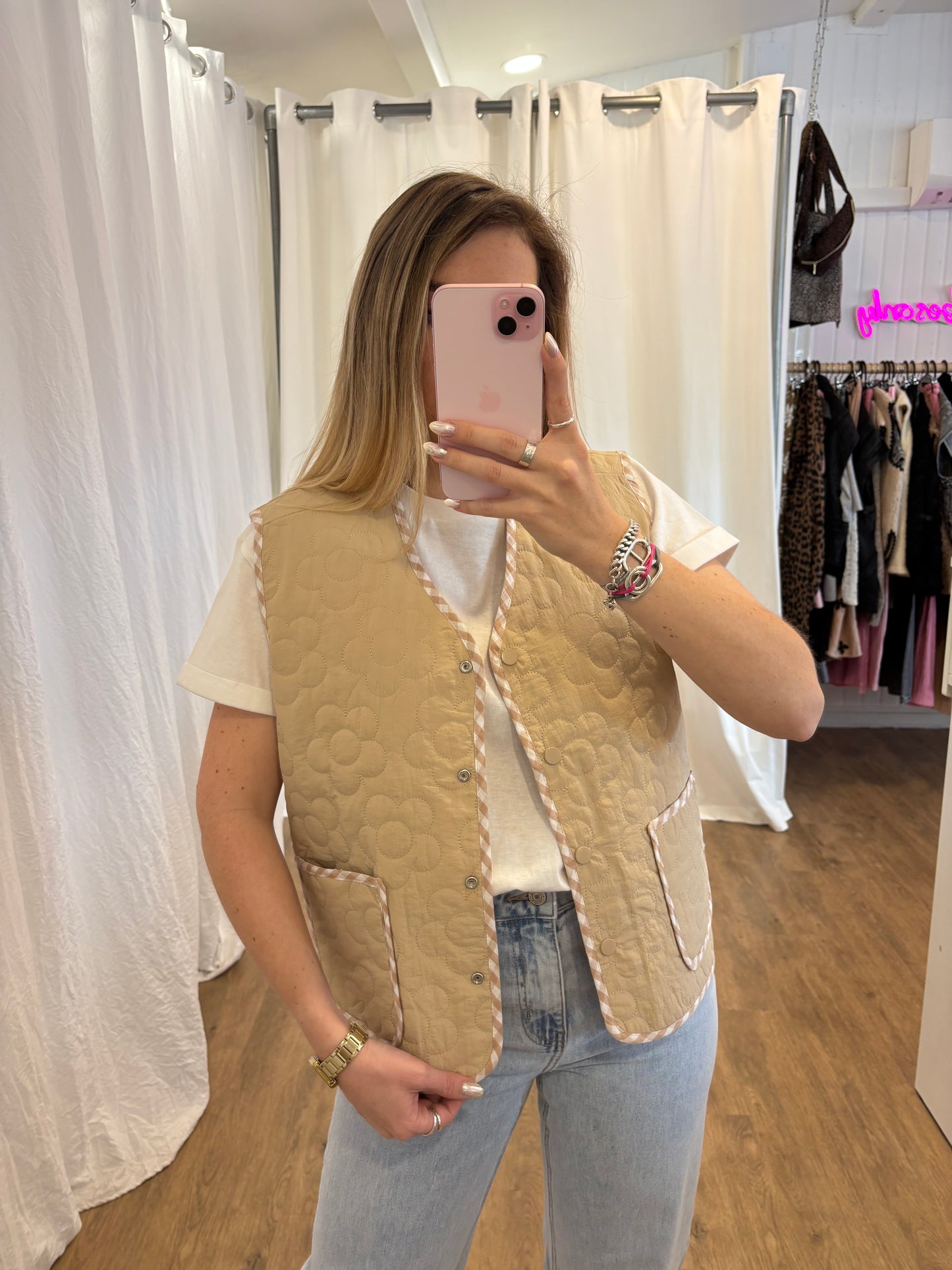 Veste sans manches LUCILE Beige réversible