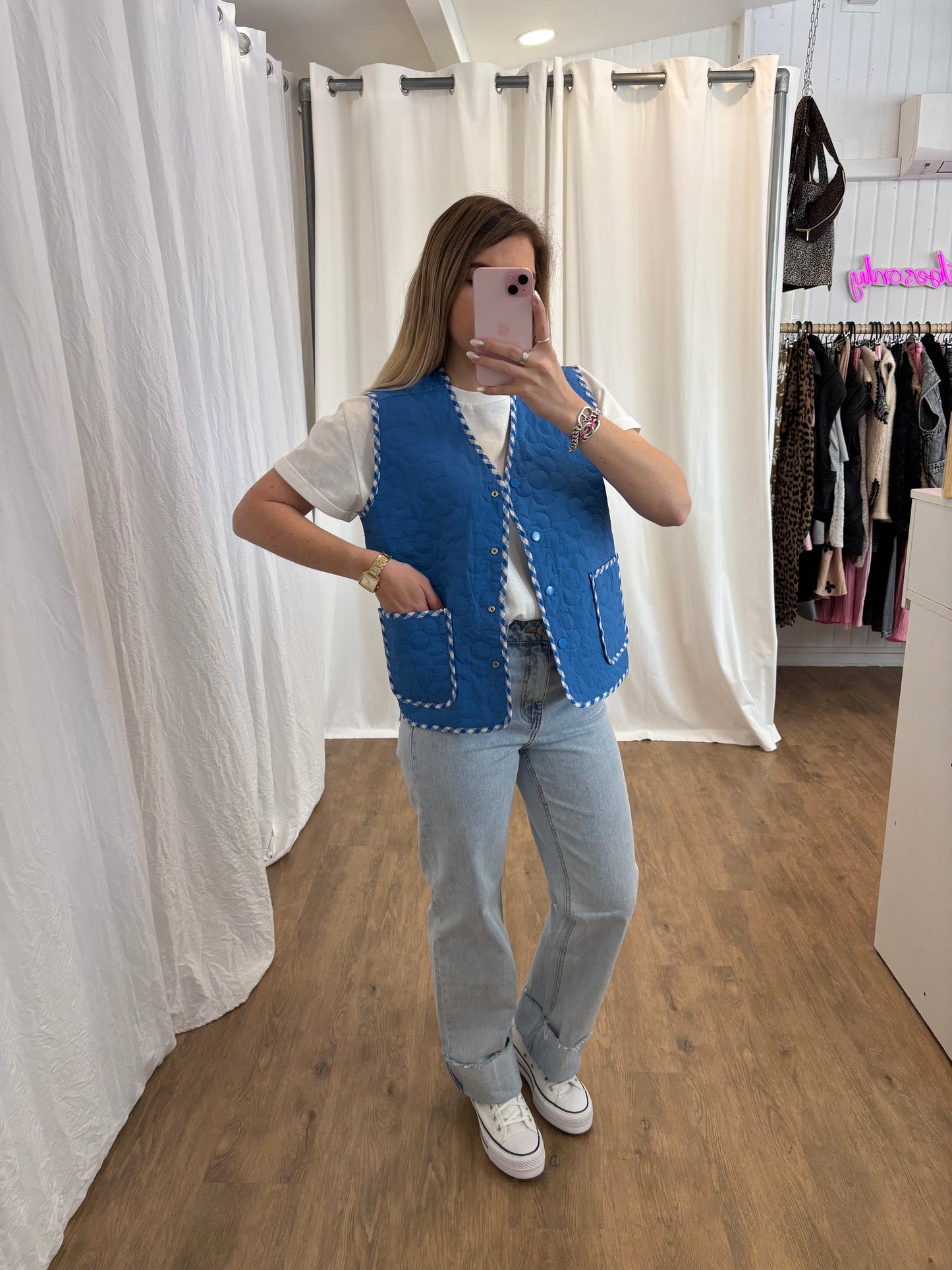 Veste sans manches LUCILE Bleu réversible