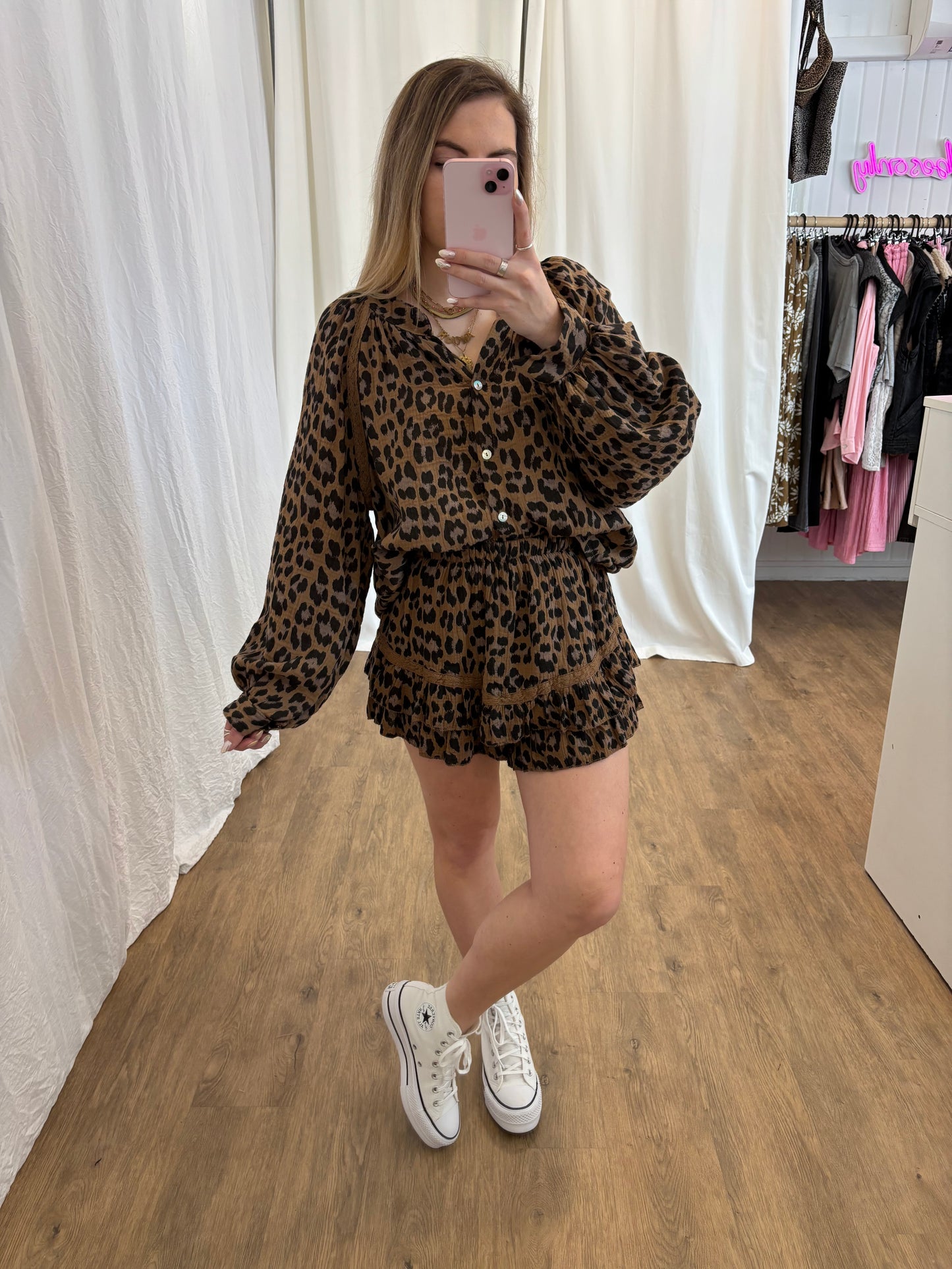 Short LYA Léopard Camel
