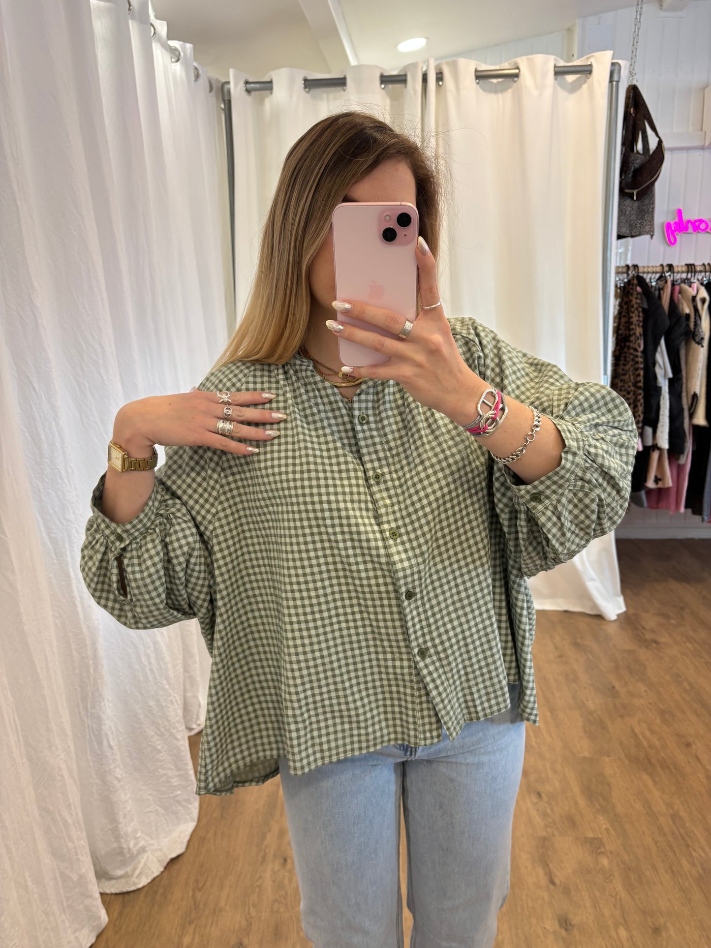 Chemise JOSEPHINE Vichy Kaki