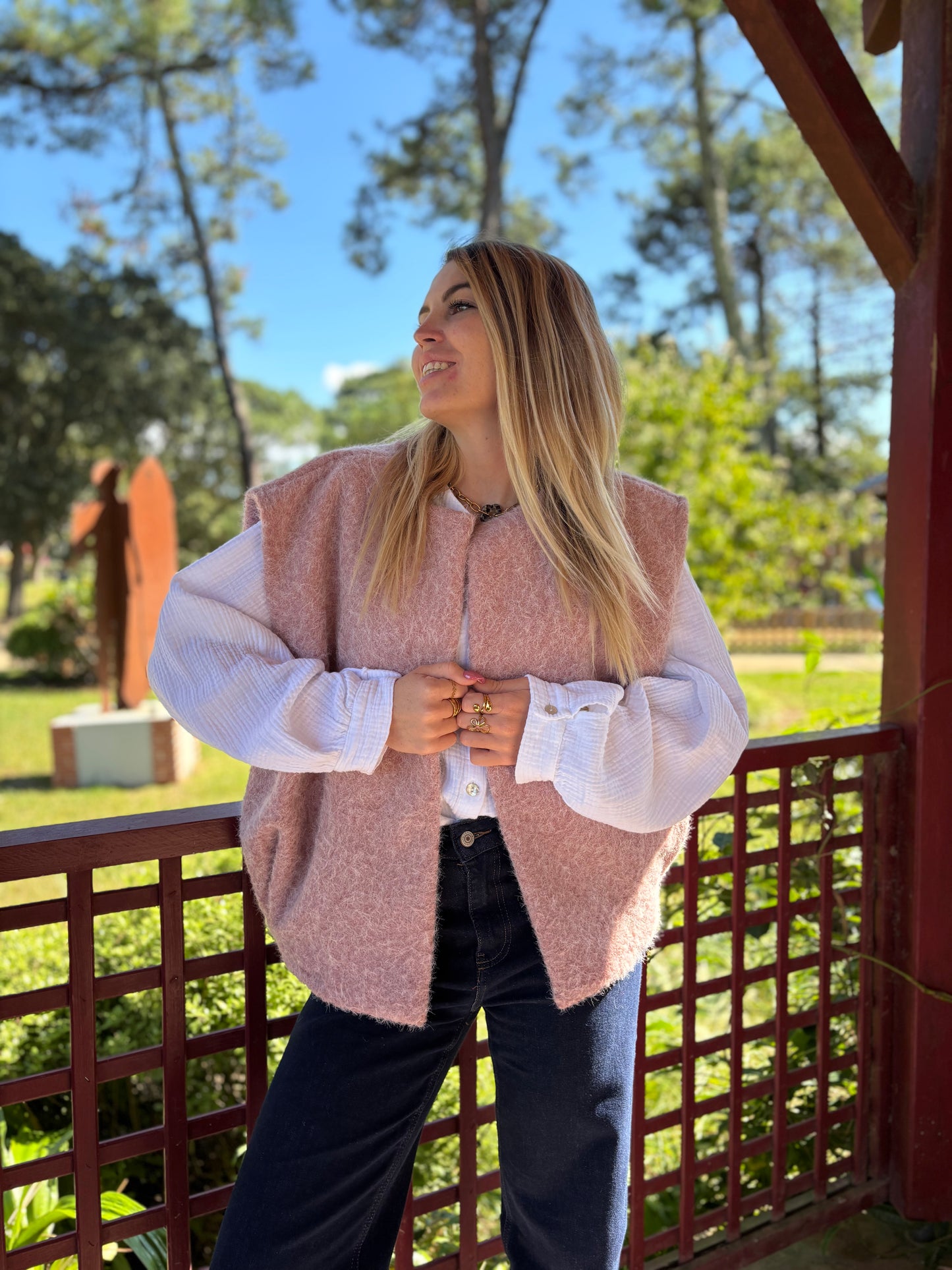 Veste sans manches LILI Vieux Rose