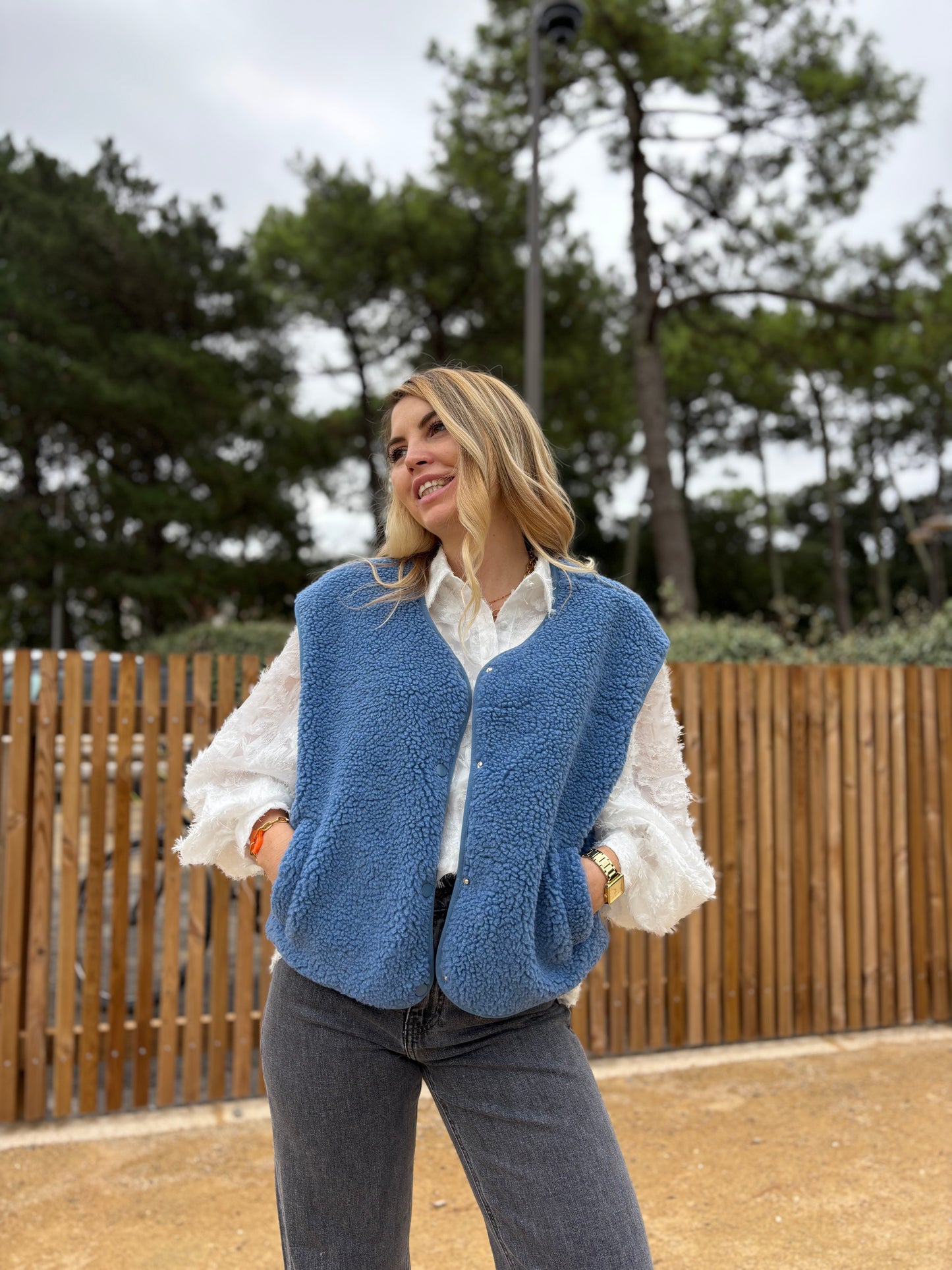 Veste sans manches ABY Bleu jean