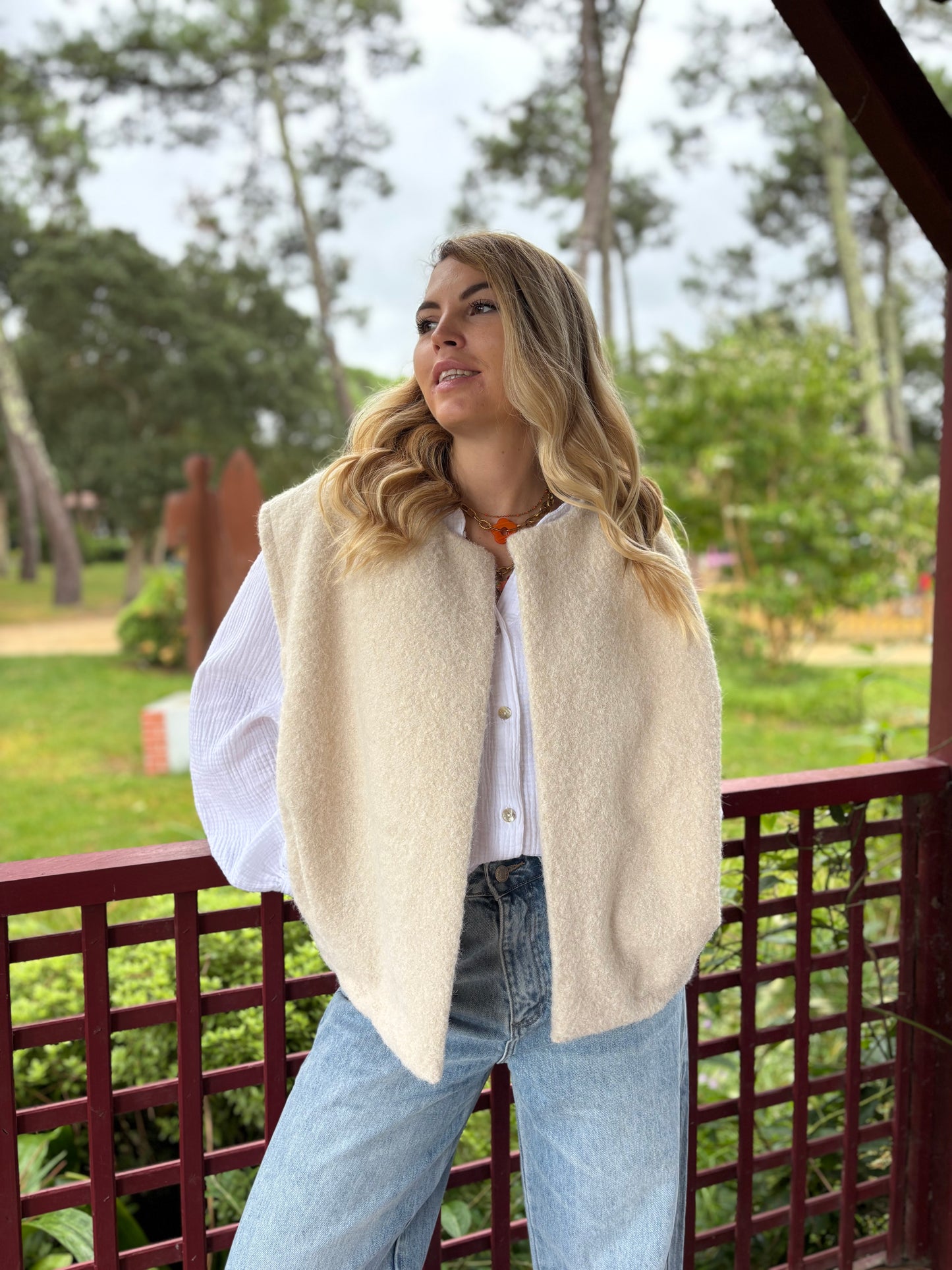 Veste sans manches LILI Écru