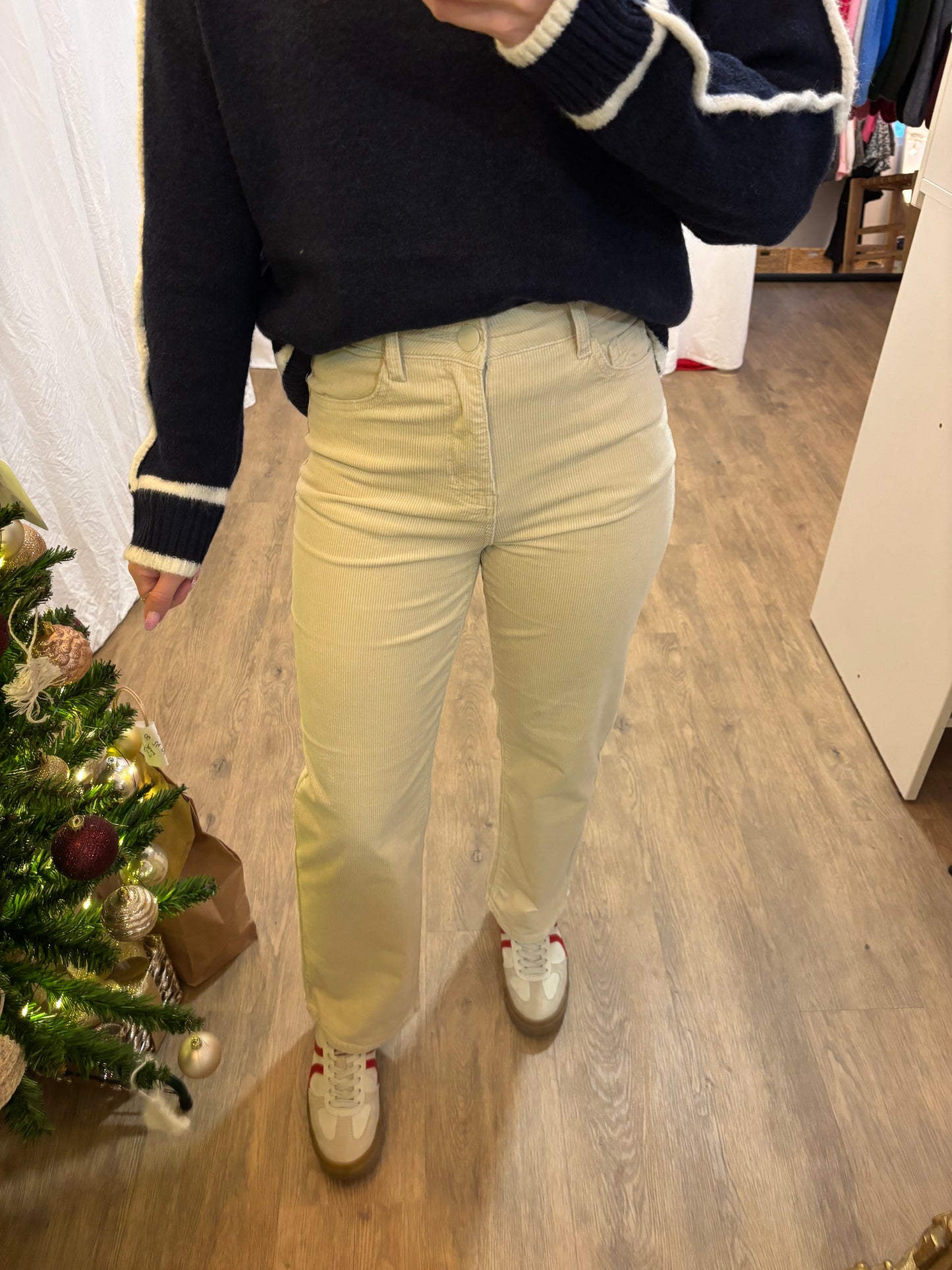 Pantalon SIMONE velours Écru