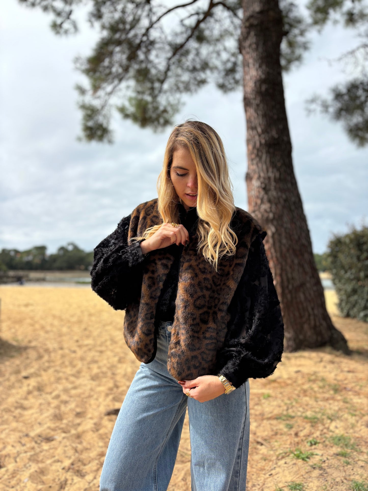 Veste sans manches MYO Léopard chocolat