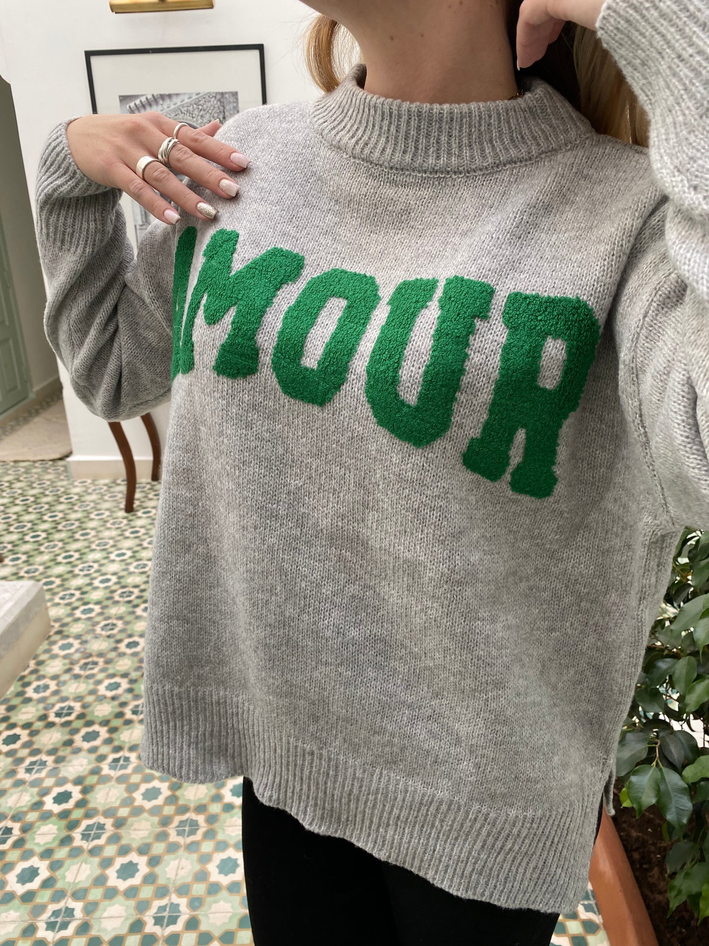 Pull AMOUR Gris