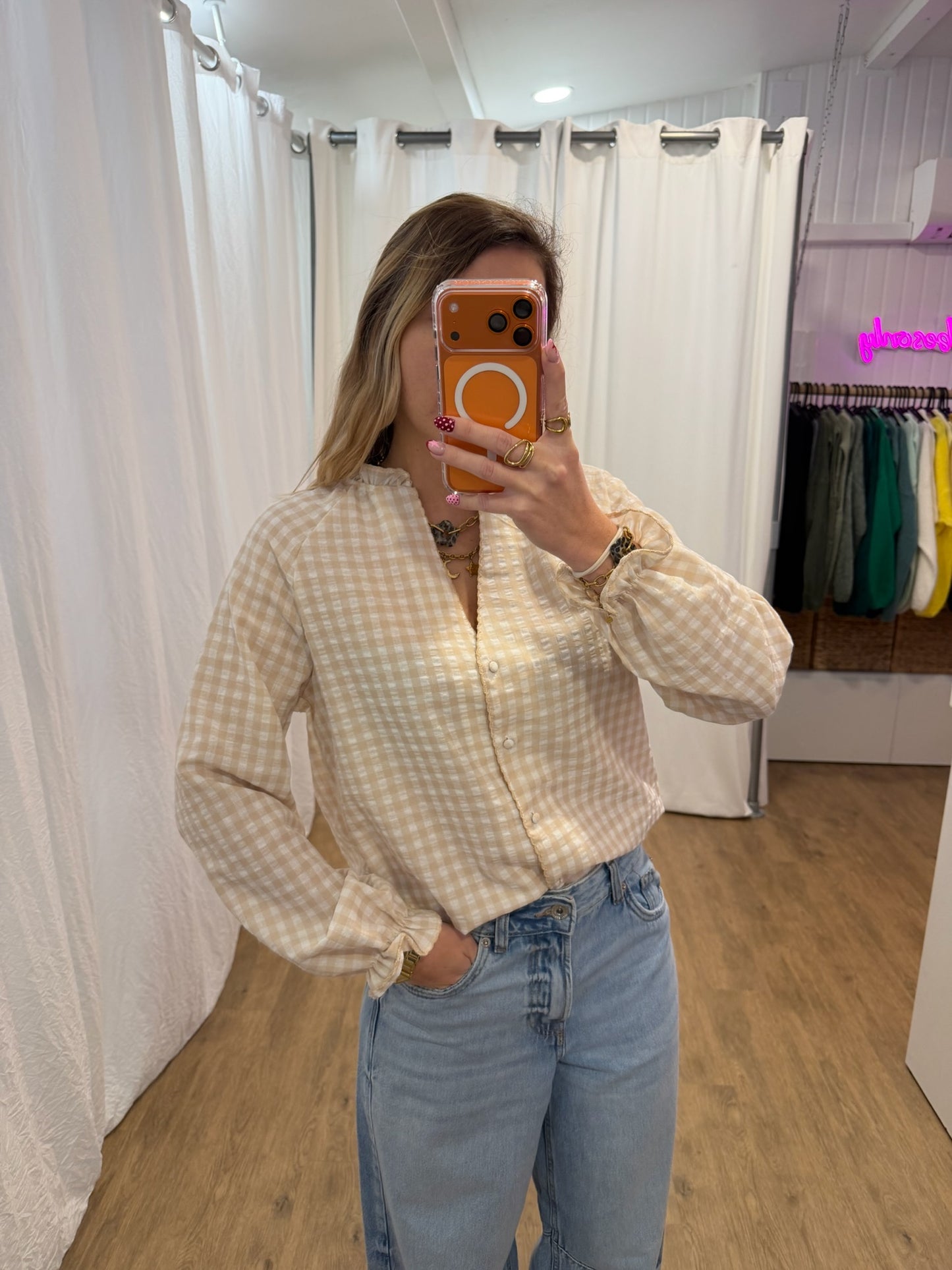 Blouse LENNY vichy beige