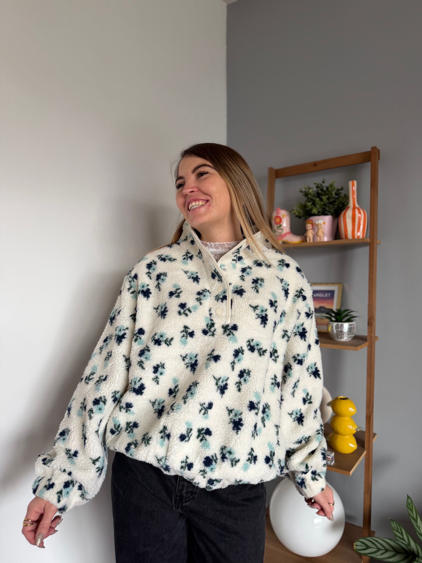 Veste polaire FLEURS Bleu