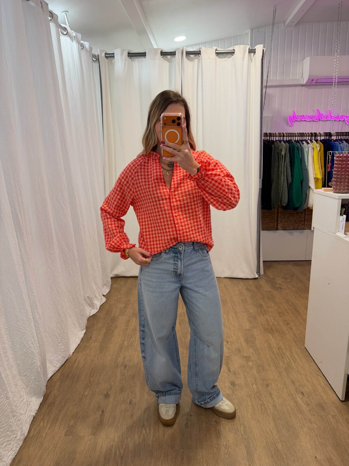 Blouse LENNY vichy rouge