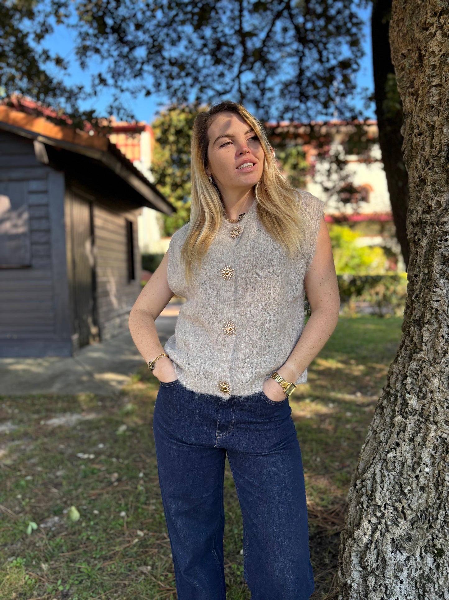 Gilet sans manches SOLEIL Taupe