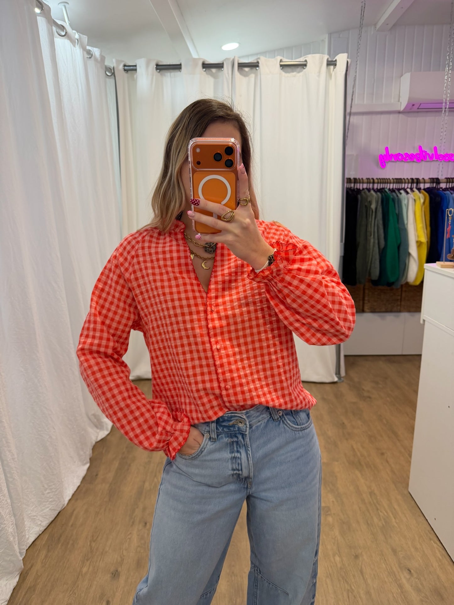 Blouse LENNY vichy rouge