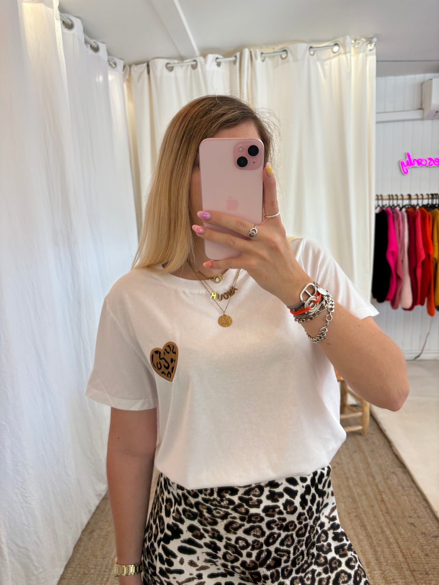 T-shirt CŒUR LÉOPARD Blanc