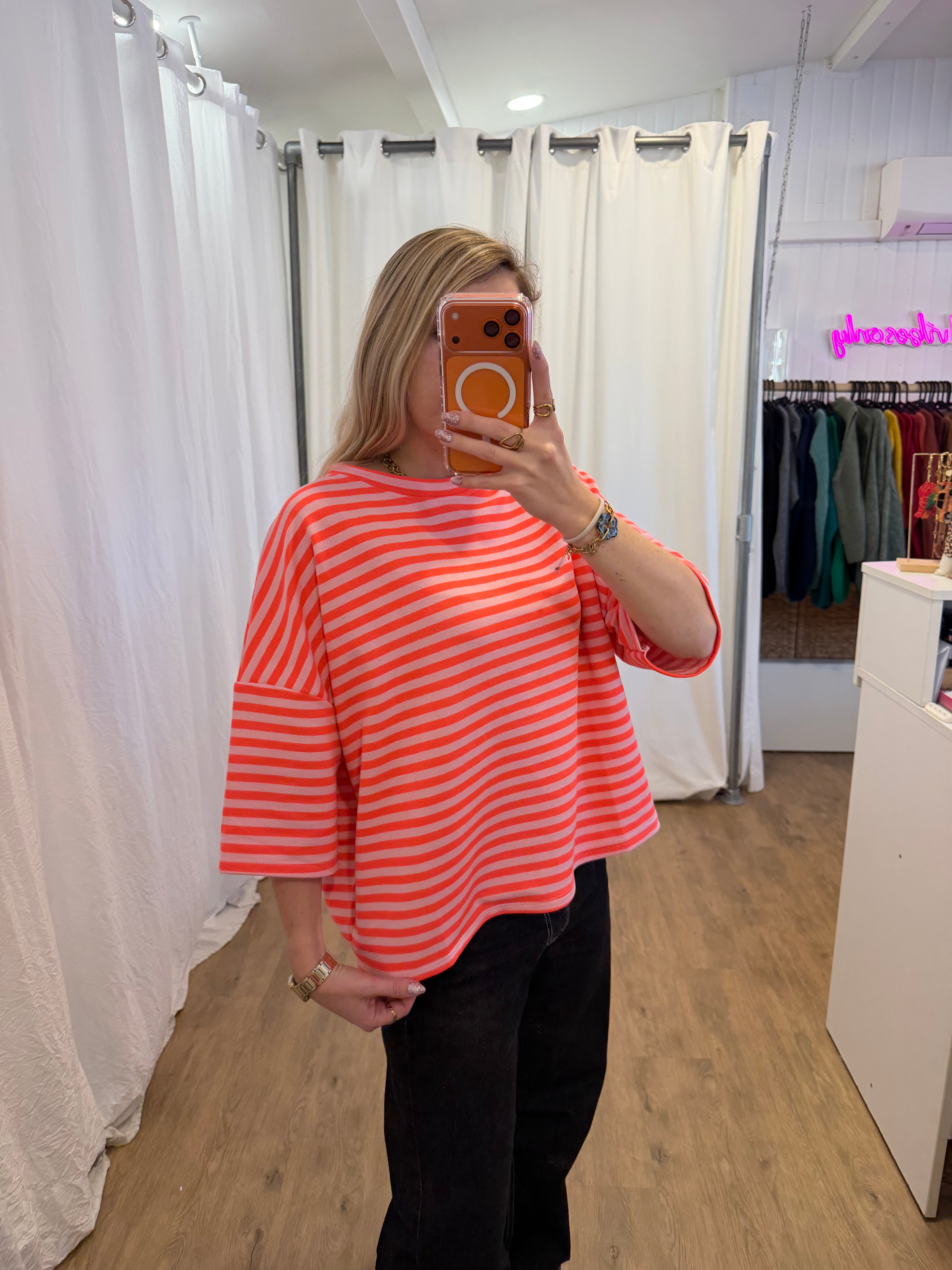 T-shirt LÉA marinière Rose + Corail