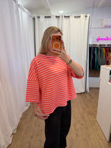 T-shirt LÉA marinière Rose + Corail
