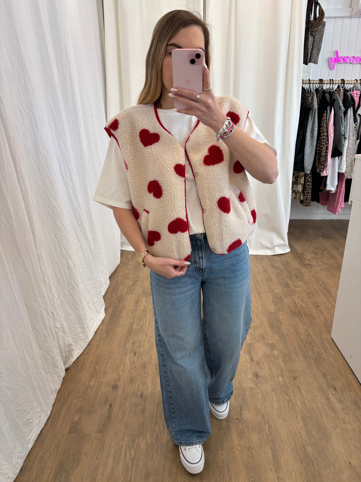 Veste sans manches ABY coeur Écru