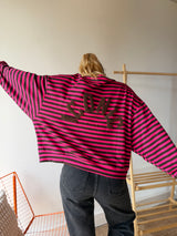 T-shirt marinière ICONIC Rose Fushia + Chocolat manches longues