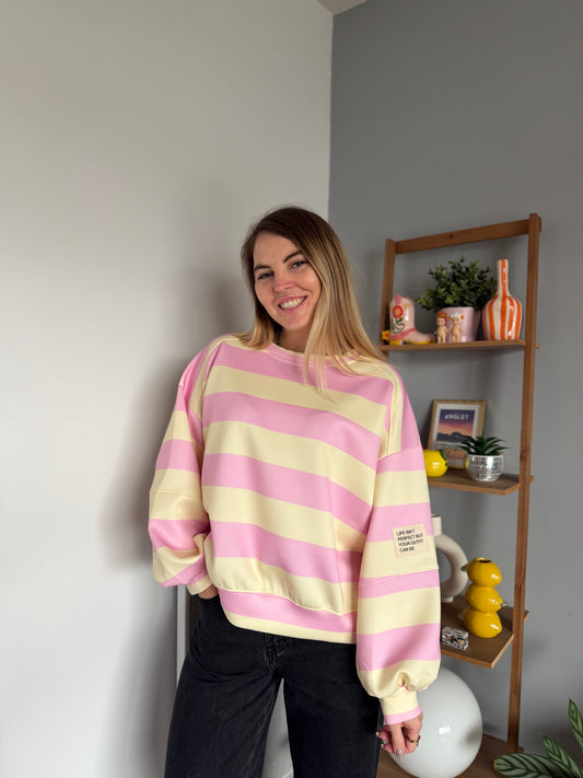 Sweat marinière GABRIEL Jaune + Rose