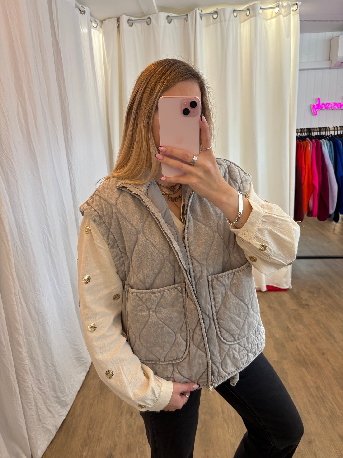 Veste sans manches matelassée DIDI Gris clair
