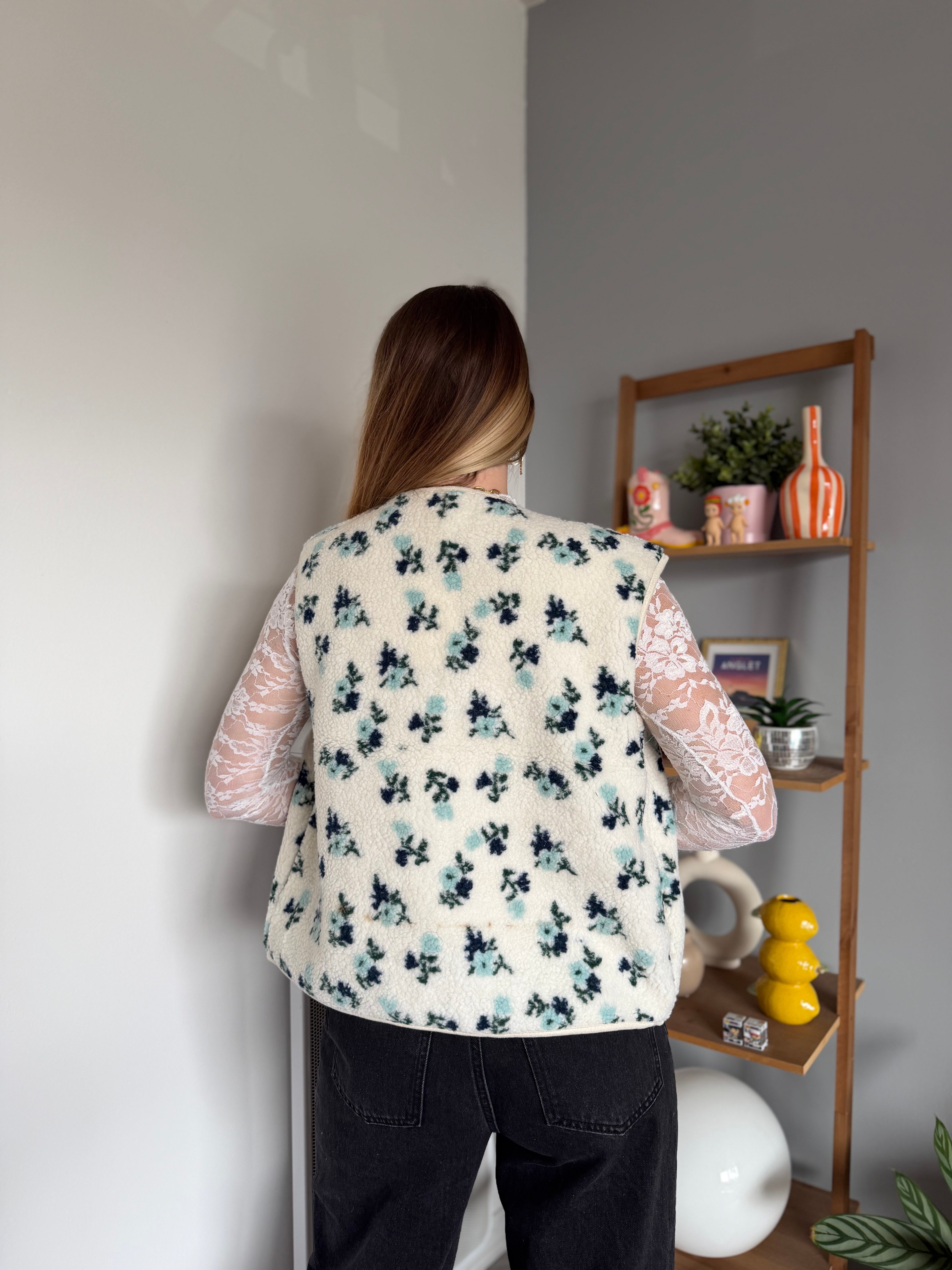 Veste sans manches FLEURS Bleu